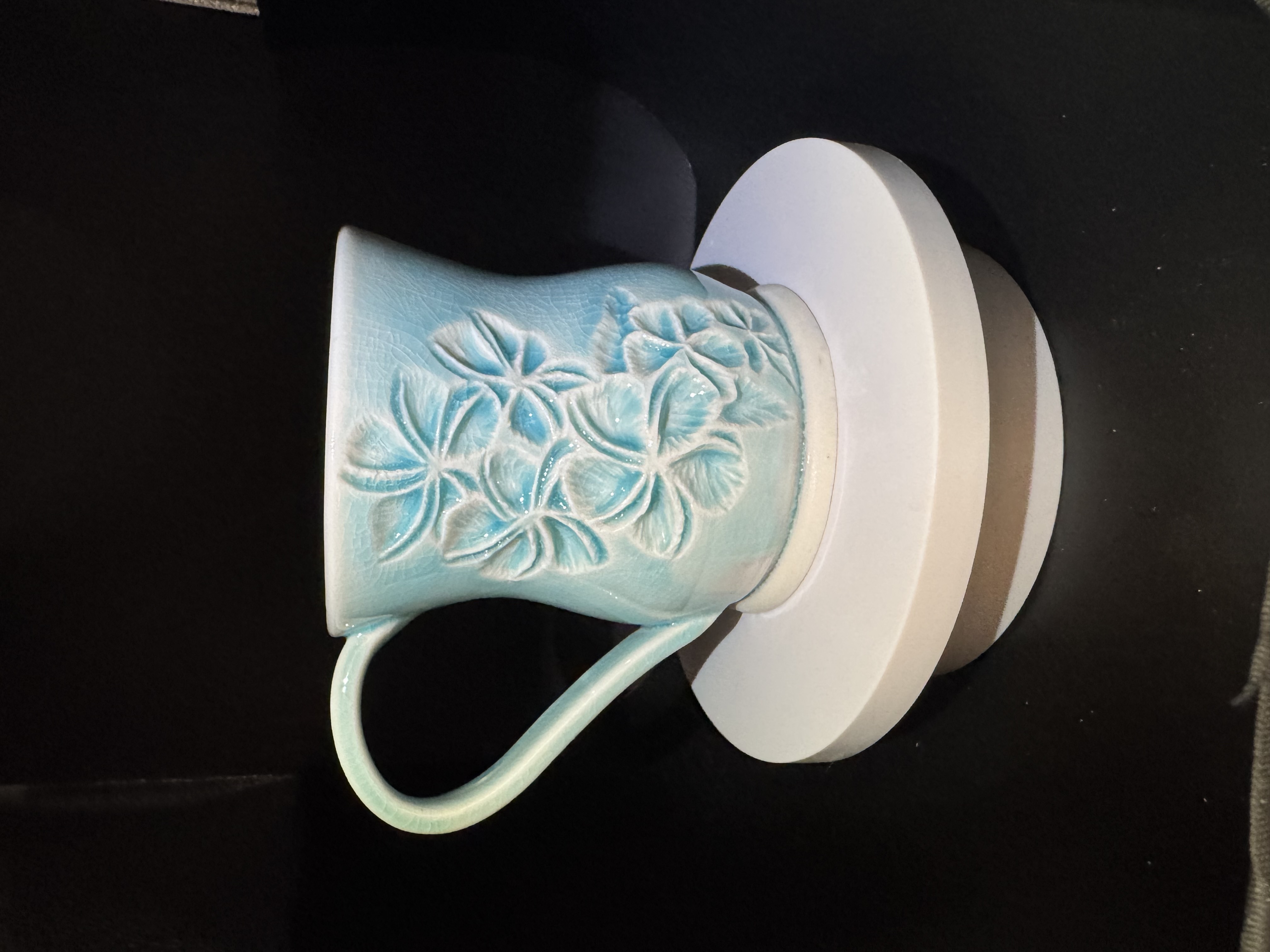 Plumeria Handcarved Porcelain Mug