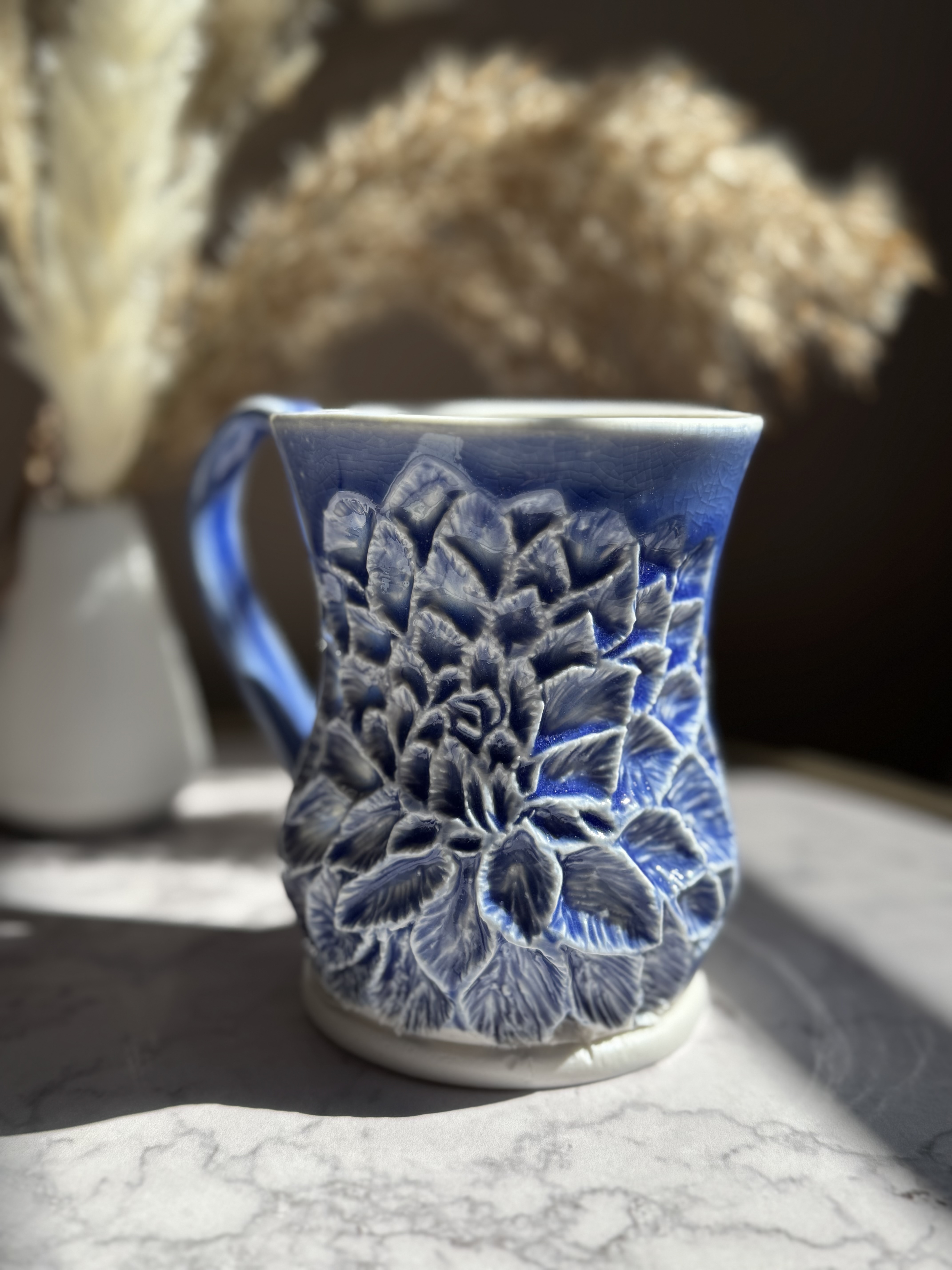 Succulent Handcarved Porcelain Mug