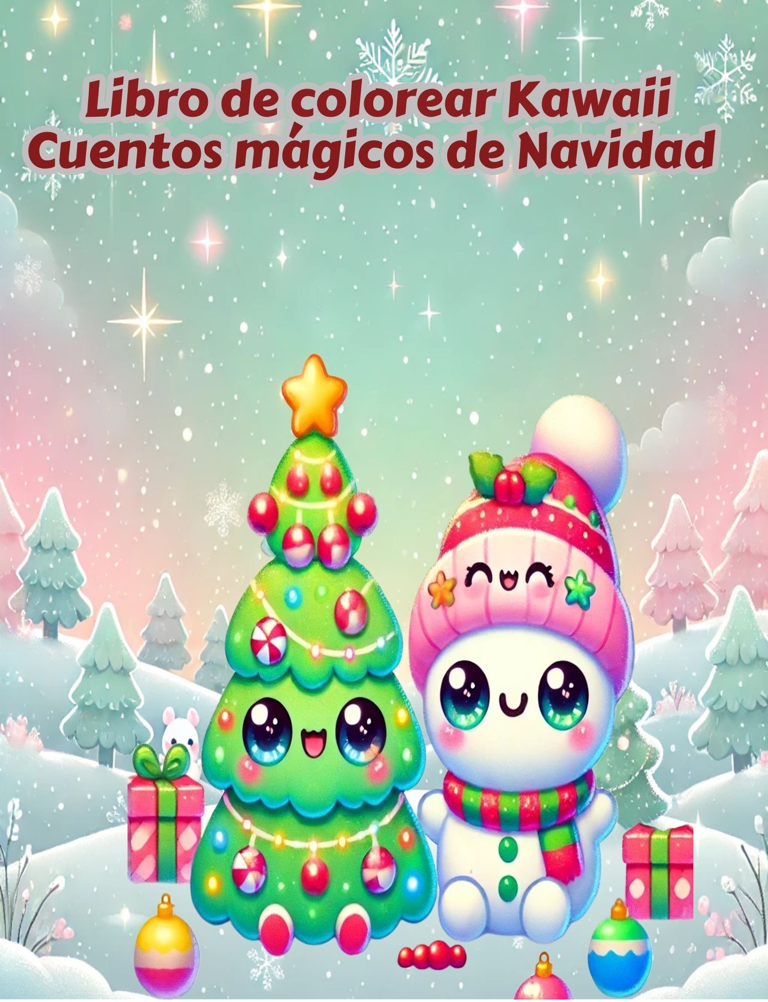PDF Libro para colorear kawaii "cuentos mágicos de navidad"