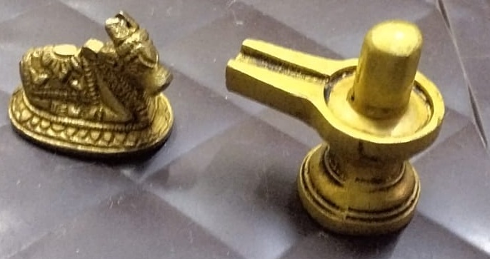 Brass Shiva Lingam with Nandi Statue