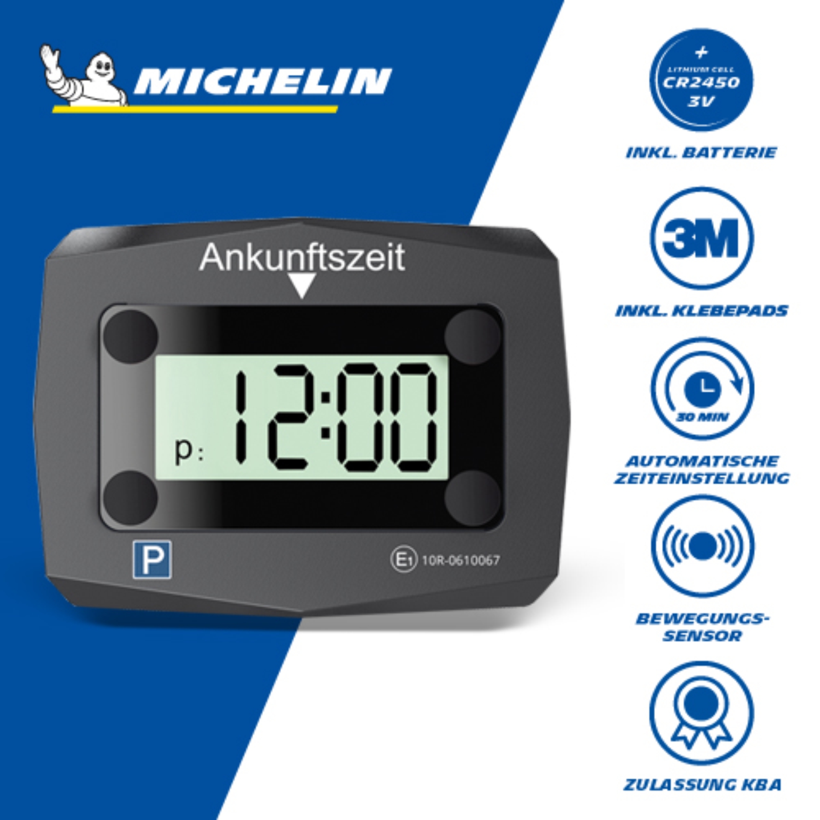 Elektronische MICHELIN Parkscheibe mit KBA Zulassung zertifiziert in DEU