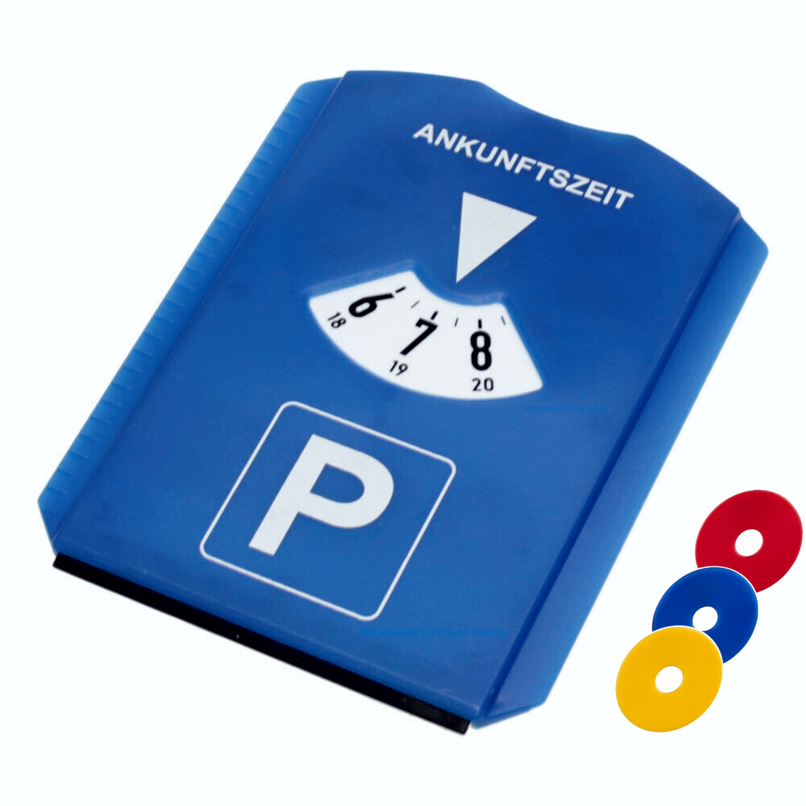 Parkscheibe Eiskratzer drei Farben Einkaufswagenchips Parkuhr ohne Werbung