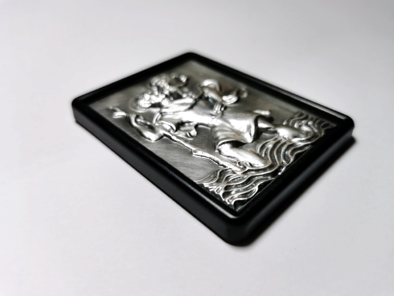 Gerahmter Schutzpatron heiliger Christophorus Metall 7 x 5 cm (selbstklebend)