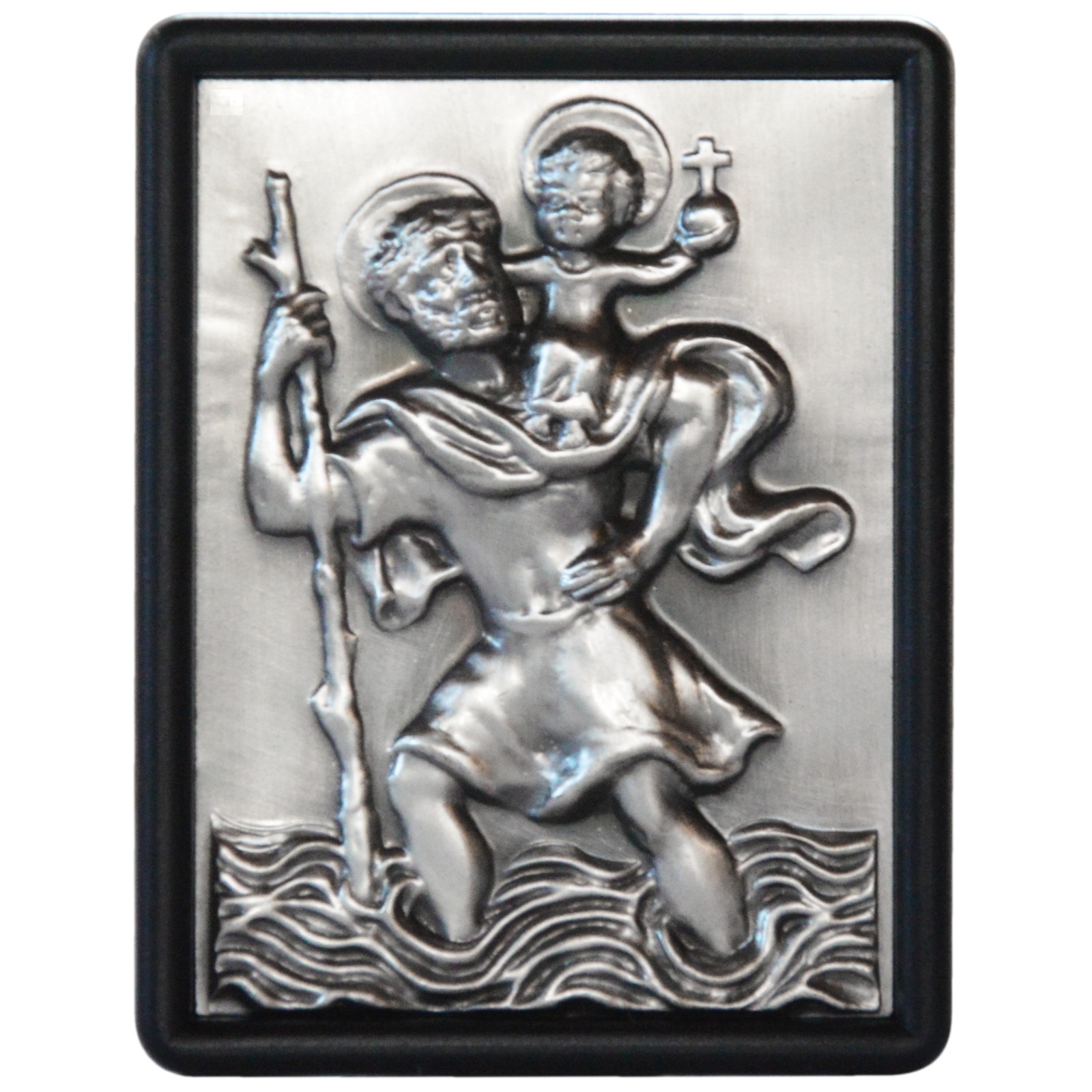 Gerahmter Schutzpatron heiliger Christophorus Metall 7 x 5 cm (zum schrauben)