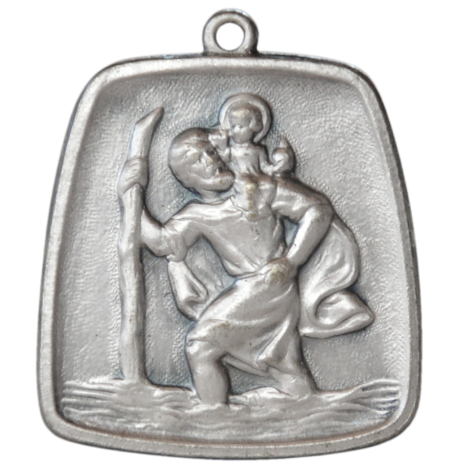 Heiliger Sankt St. Christophorus 3D Relief Metall Anhänger Talisman