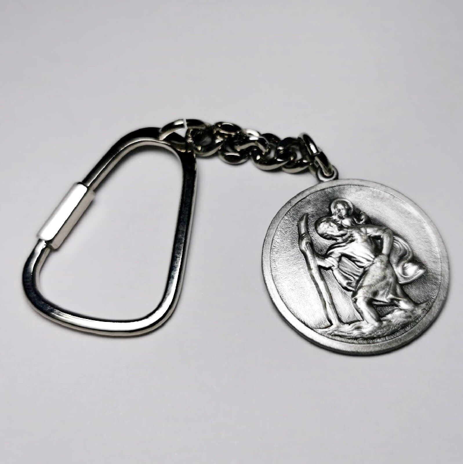 Heiliger Sankt Christophorus Gute Fahrt Schlüsselanhänger Relief 3D Metall