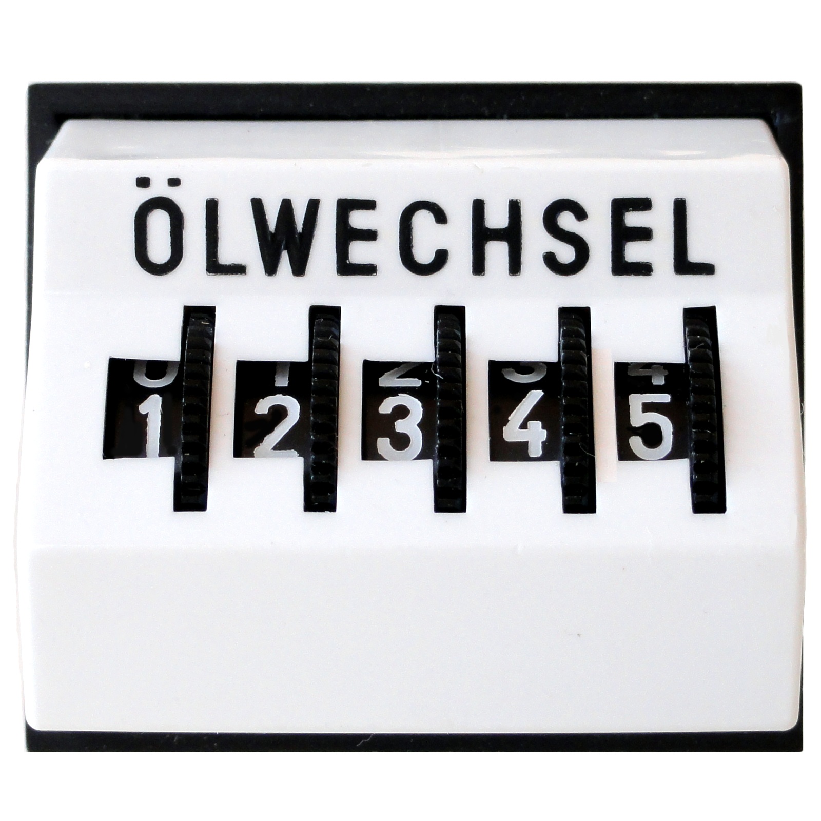 Mechanischer Kilometerzähler "Ölwechsel" mit Rändelrädchen