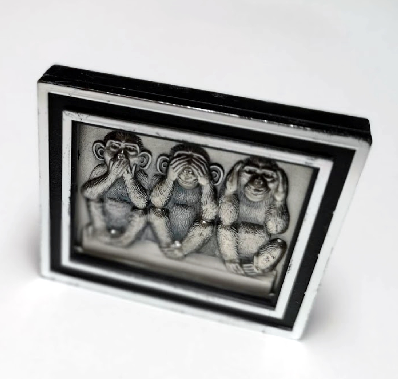 Drei Affen Nichts hören nichts sehen nichts sagen Metall Relief 3D Plakette