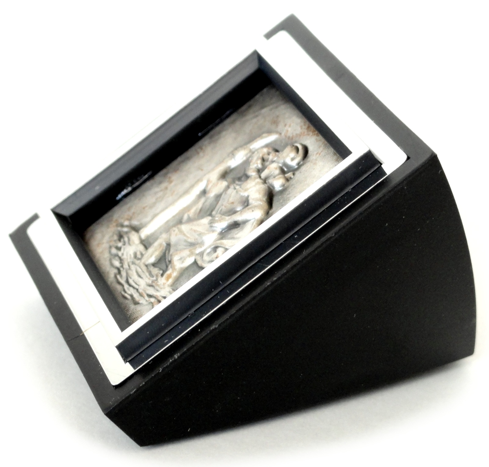 Heiliger St. Christophorus Schutzpatron der Reisenden im Rahmen mit Halterung