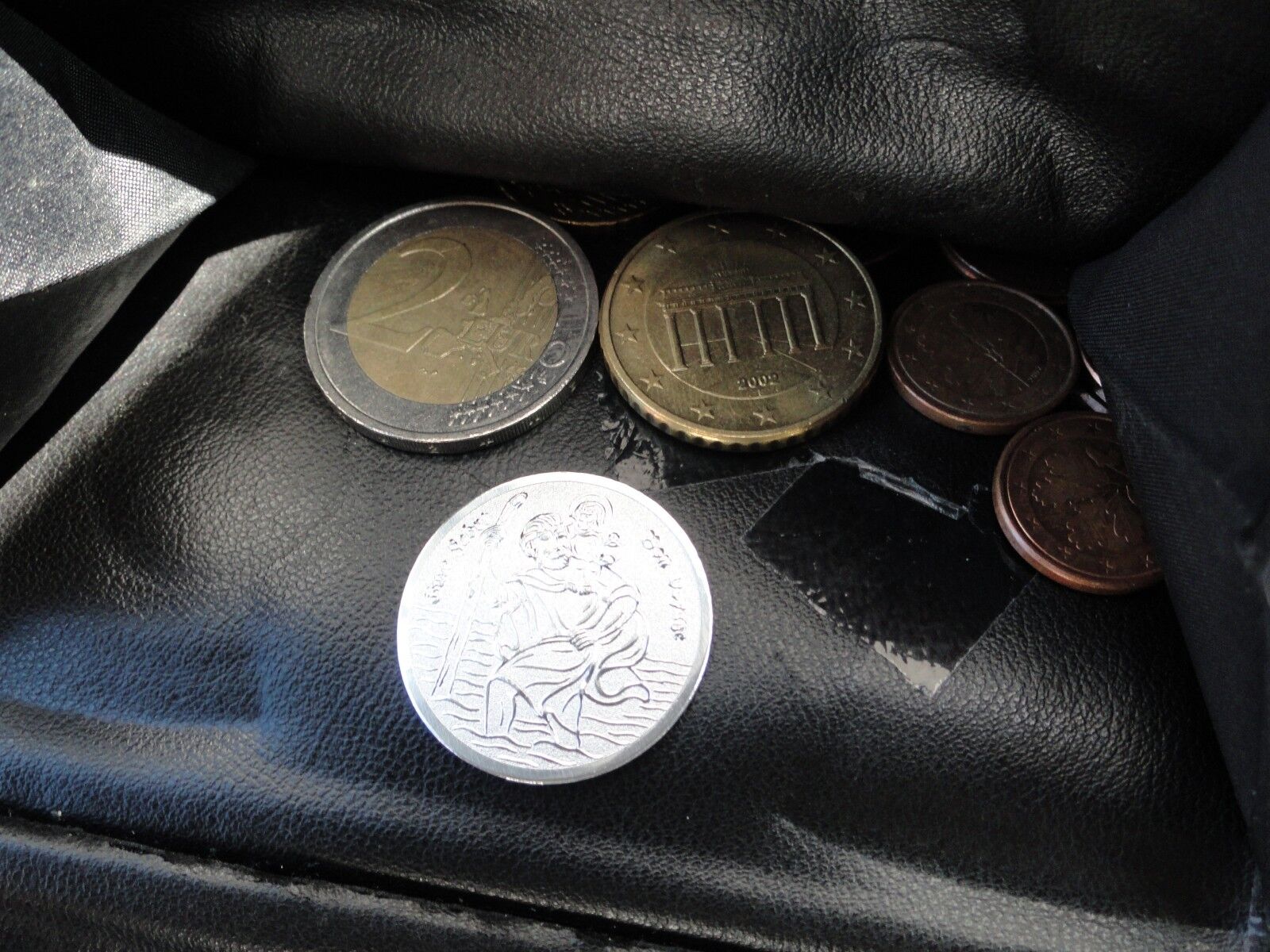 Federleichte Christophorus Blech Plakette ca 2,5 cm (selbstklebend)