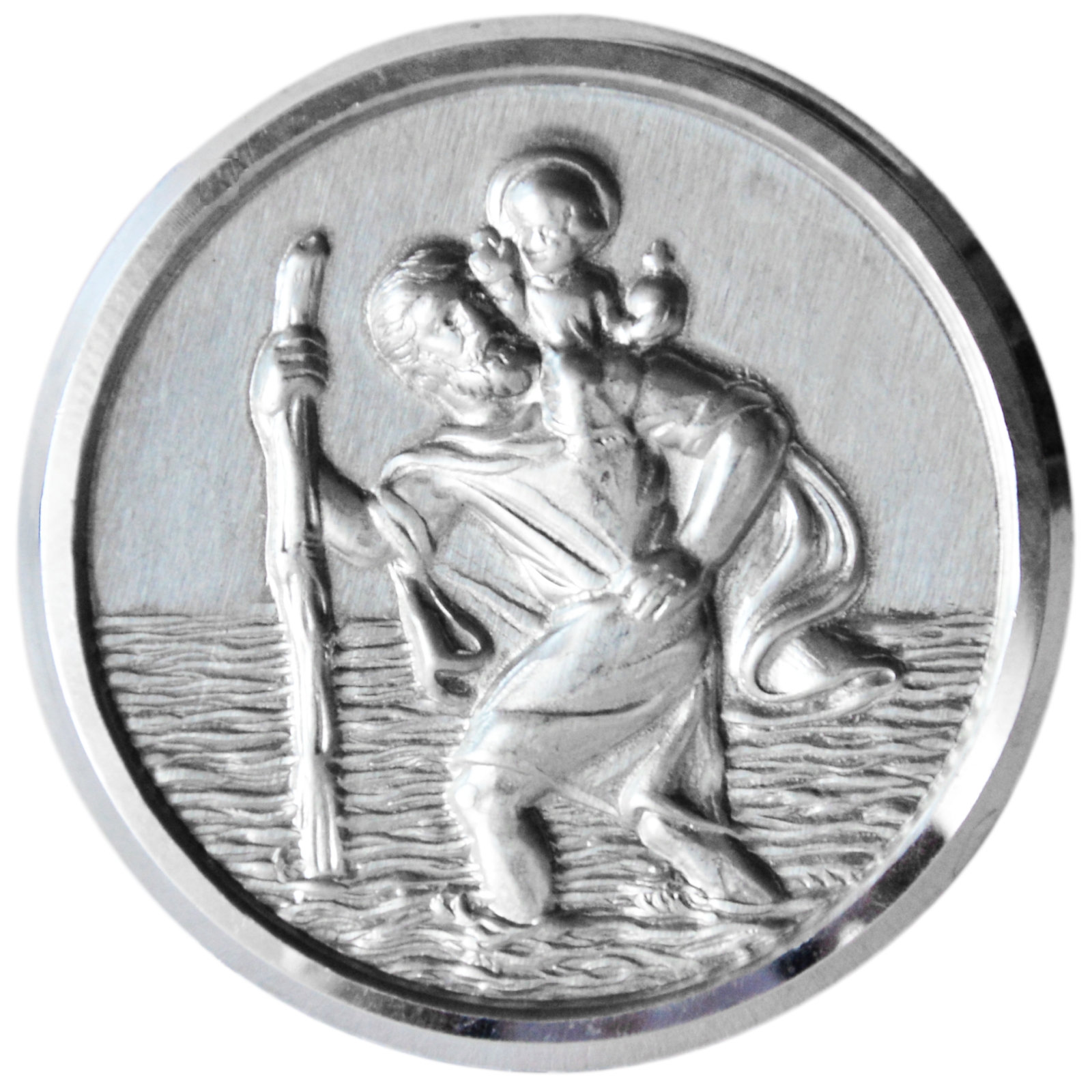 Heiliger Sankt Christophorus Metall Plakette 4,4 cm selbstklebend