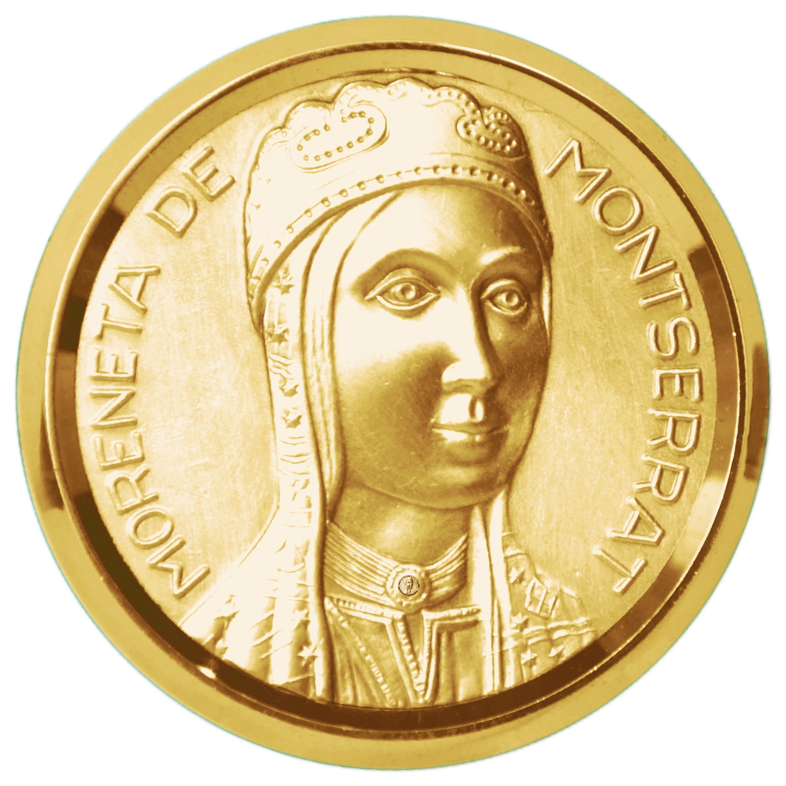 Schwarze Madonna Liebe Frau von Montserrat gold La Moreneta Relief 3D Medaille