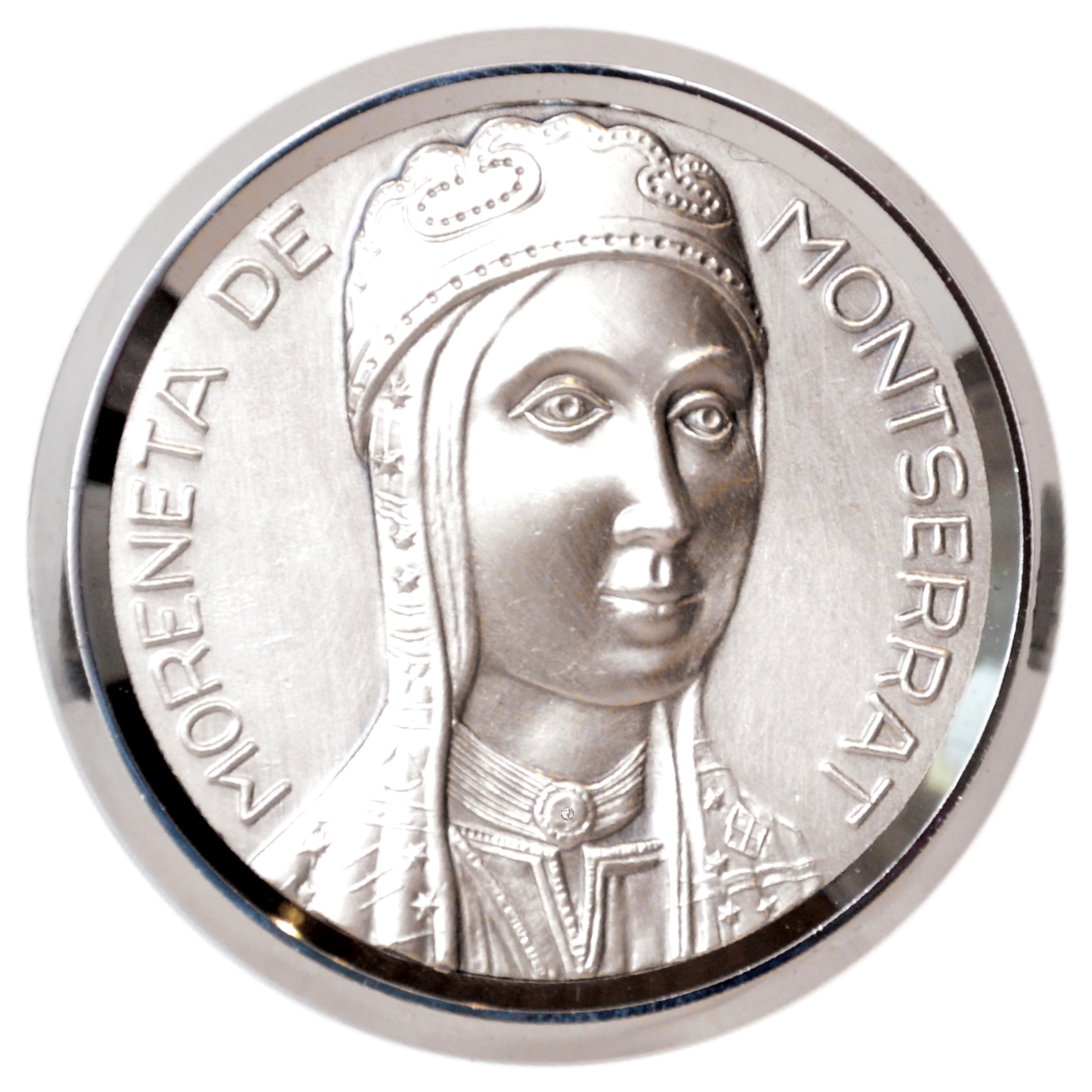 Schwarze Madonna Liebe Frau von Montserrat silber La Moreneta Relief 3D Medaille