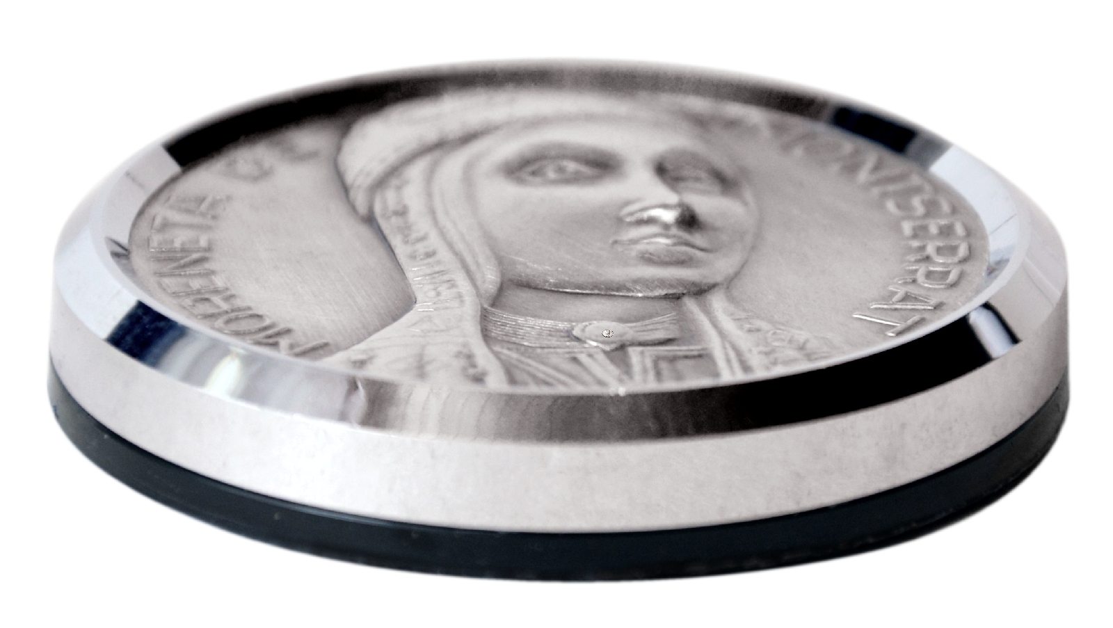 Schwarze Madonna Liebe Frau von Montserrat silber La Moreneta Relief 3D Medaille