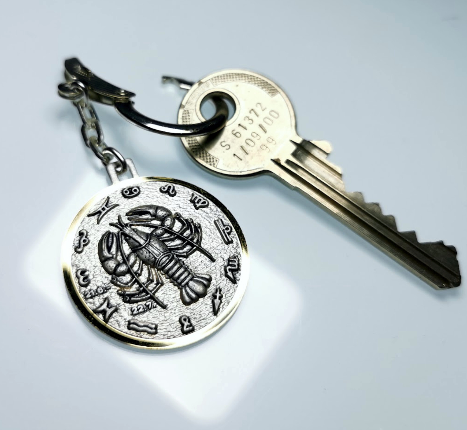 Sternzeichen Krebs (22. Juni bis 22. Juli) Metall Diamantschliff Schlüsselanhänger