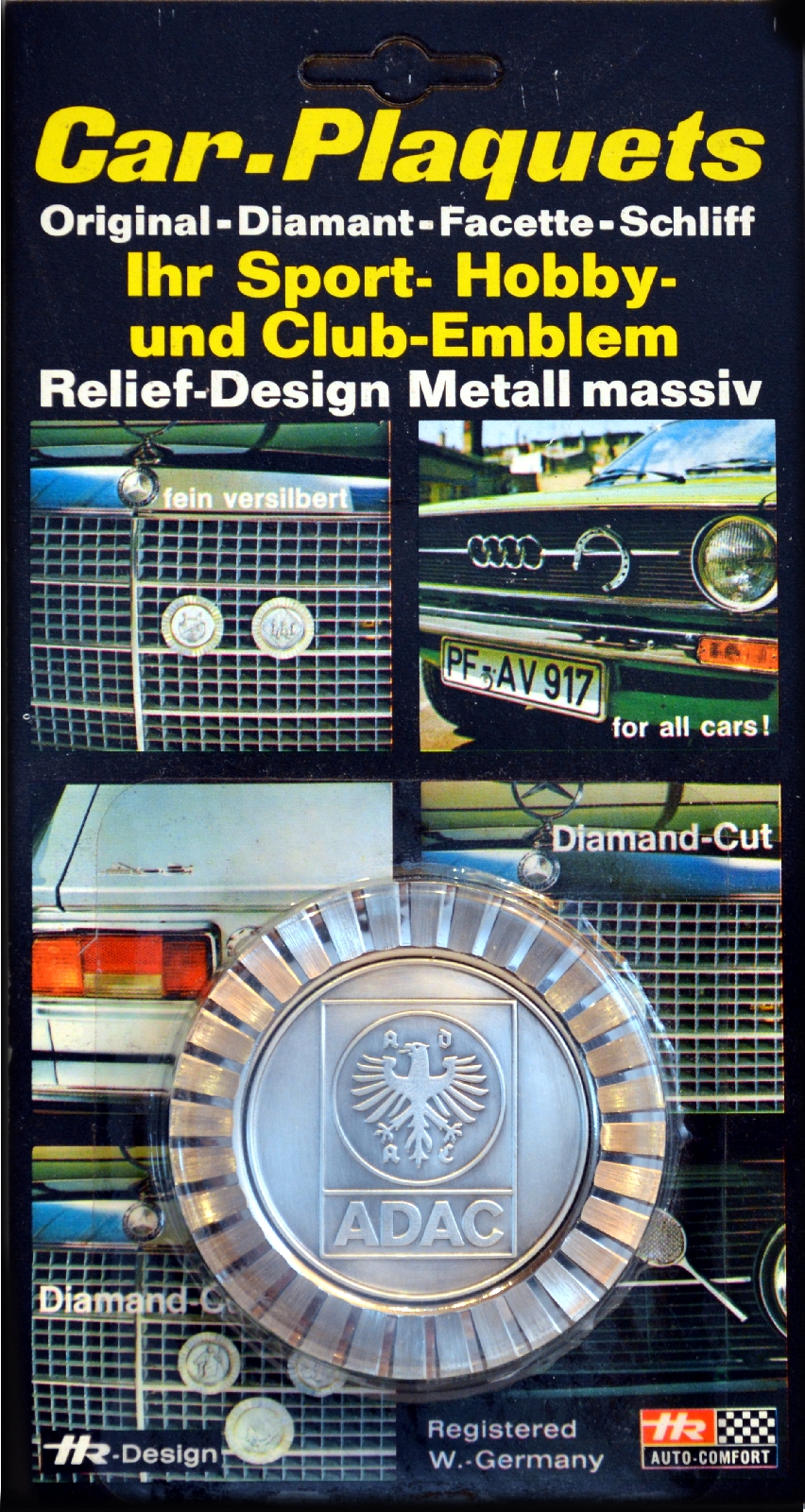ADAC Kühlergrill Relief Metall Plakette Medaille Halter Schrauben