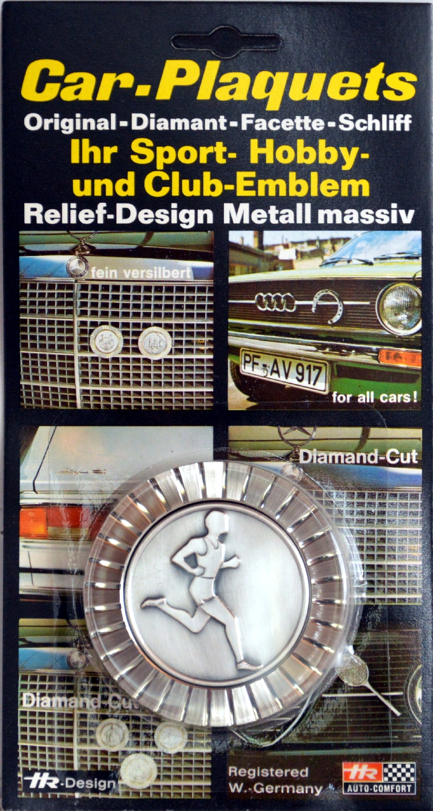 Athlet Läufer Kühlergrill Relief Metall Plakette Medaille Halter Schrauben