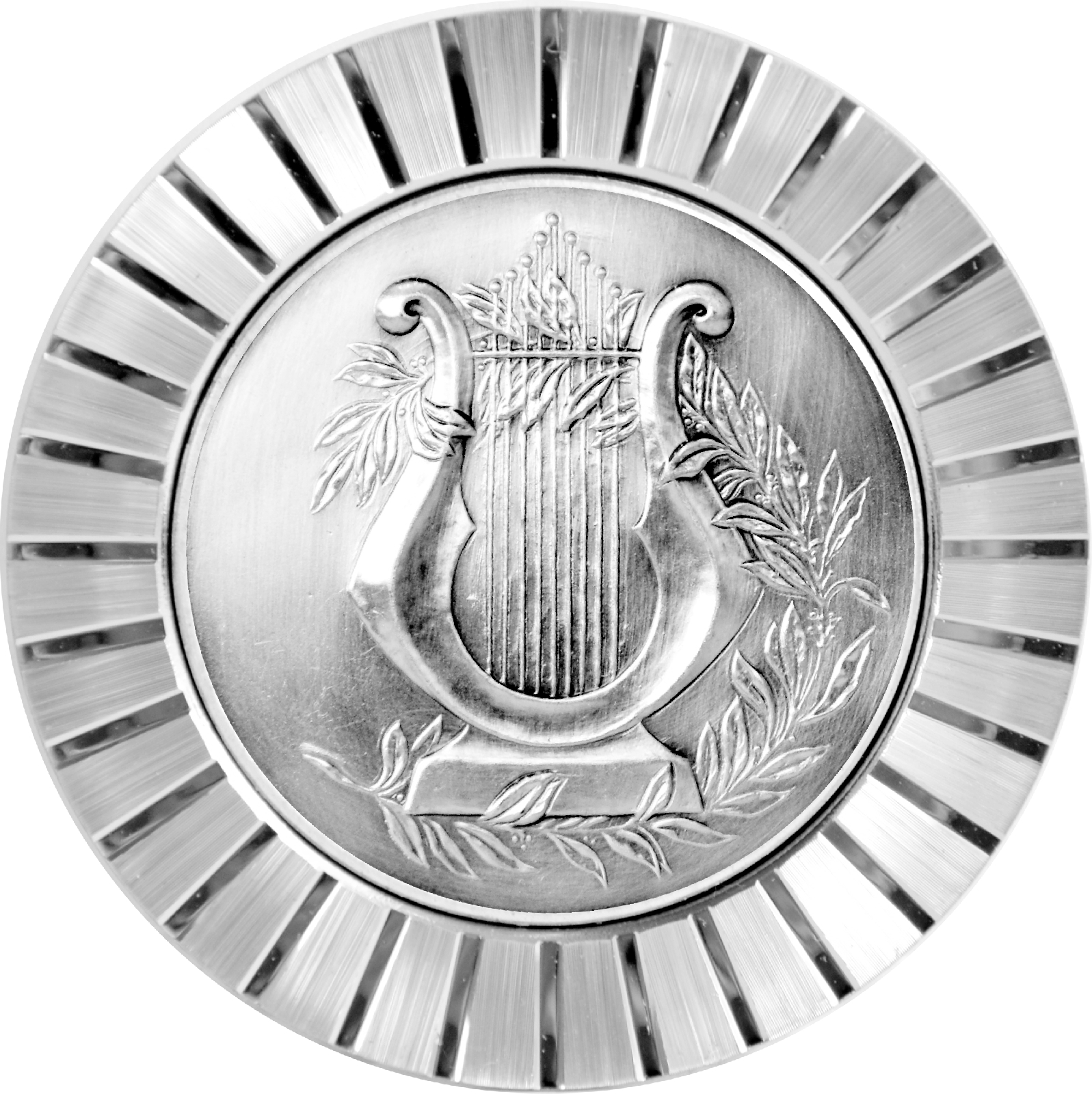 Musiker Harfe Kühlergrill Relief Metall Plakette Medaille Halter Schrauben