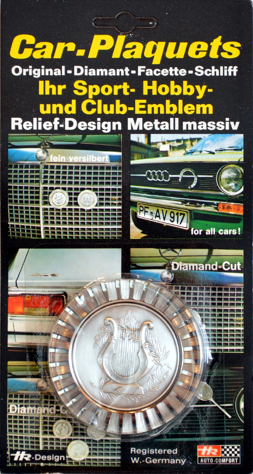 Musiker Harfe Kühlergrill Relief Metall Plakette Medaille Halter Schrauben