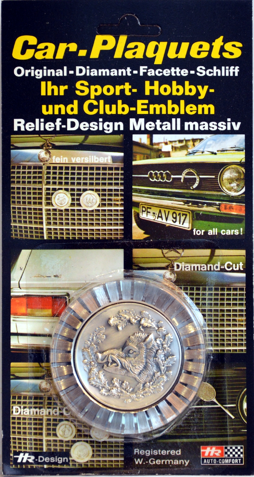 Wildschwein Bache Keiler Jäger Kühlergrill Relief Metall Plakette + Zubehör