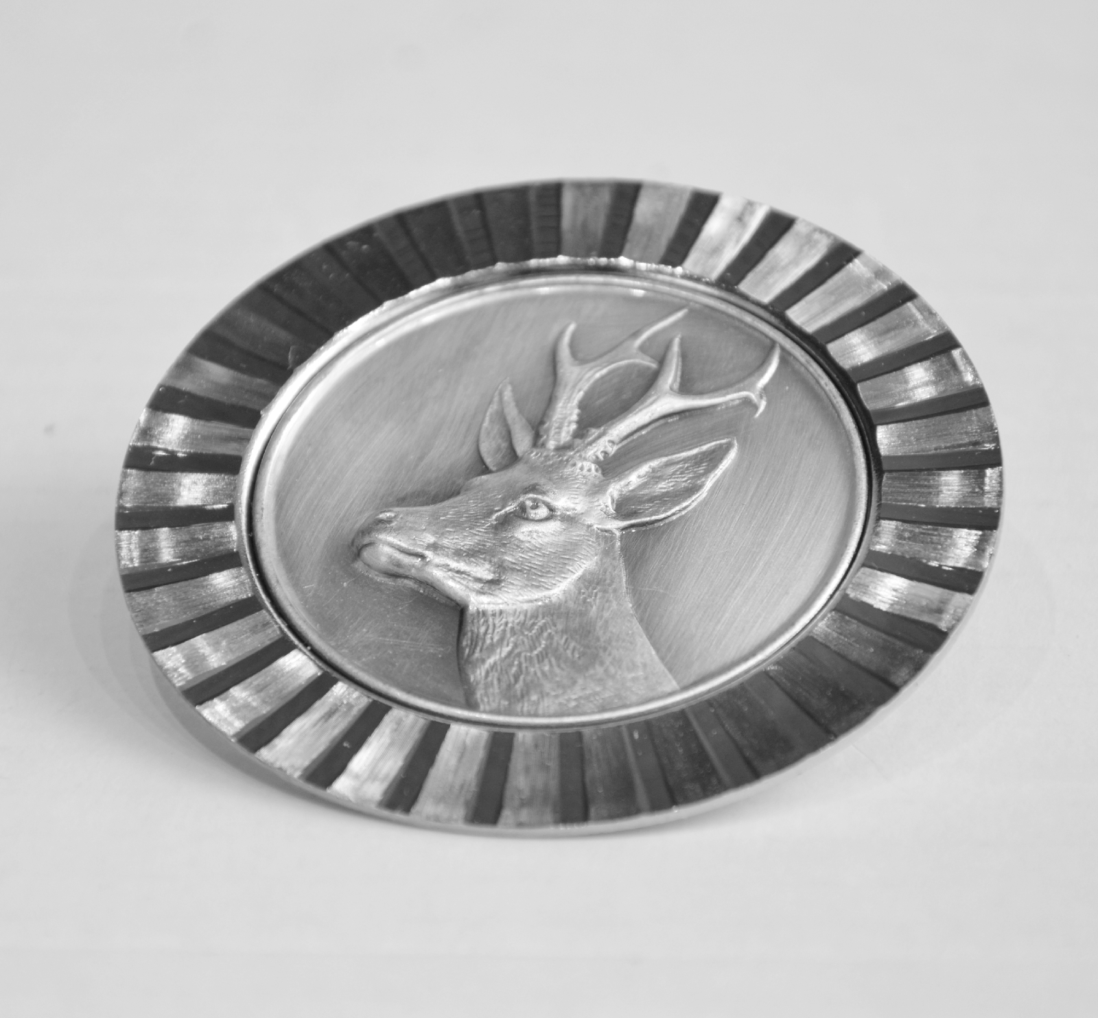 Hirsch Bock Reh Jäger Kühlergrill Relief Metall Plakette + Zubehör