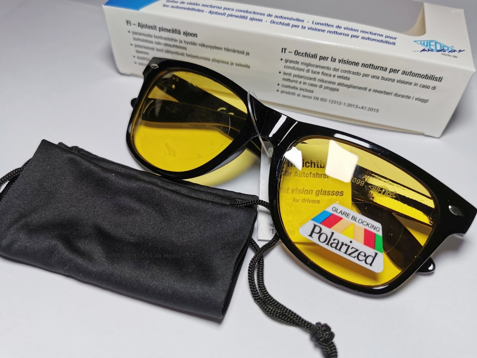 Nachtsichtbrille kontrastverstärkend für Autofahrer + Hülle Nachtfahrbrille