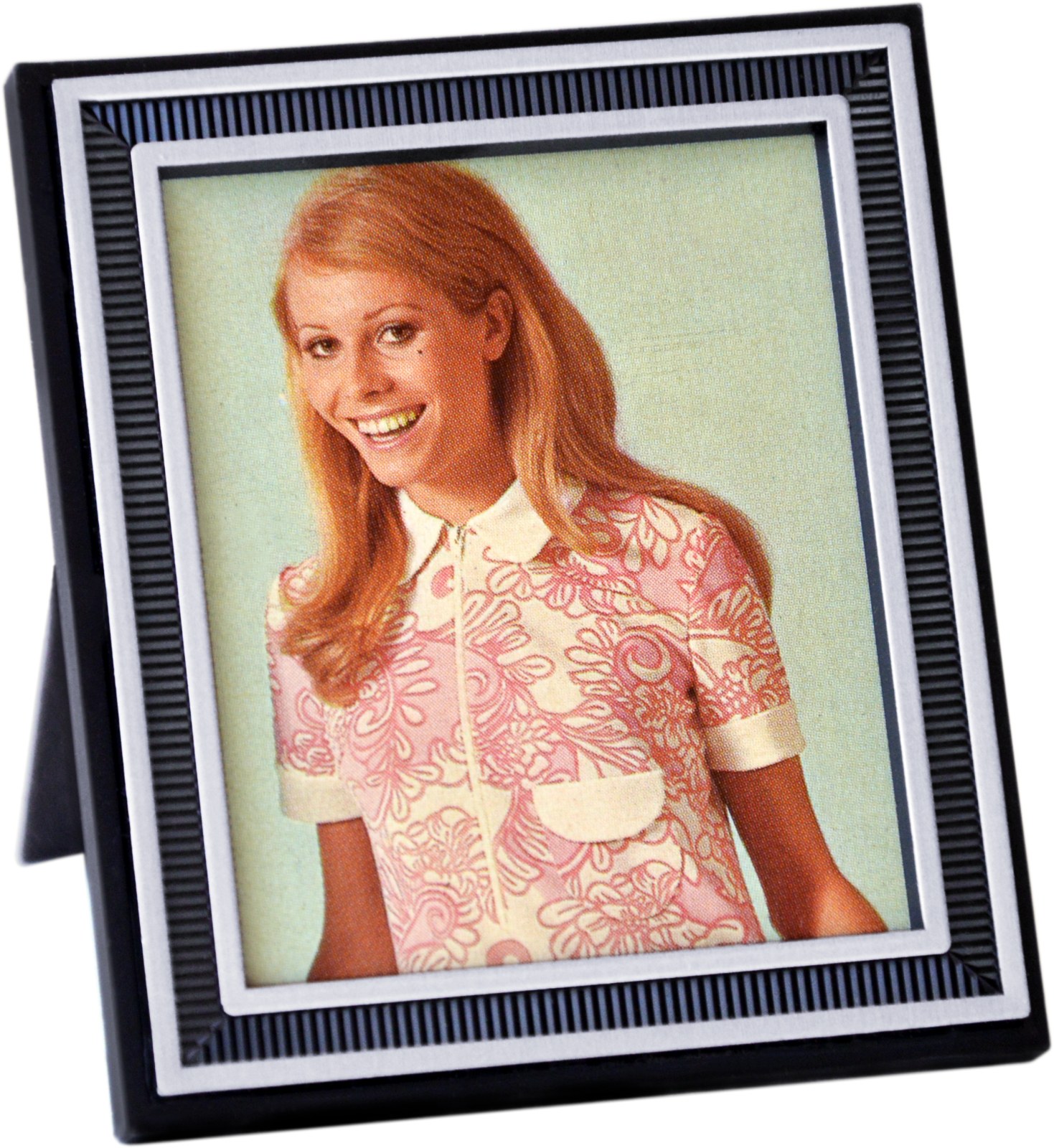 Silbergrauer Fotorahmen Bilderrahmen 7 x 6 cm + Magnethalter + Aufsteller