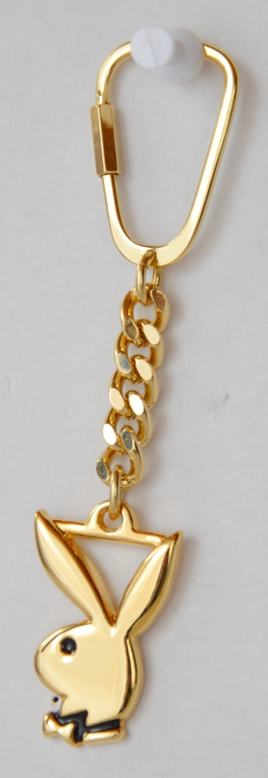 Metall Schlüsselanhänger PLAYBOY Bunny Wappen gold mit Reliefemblem