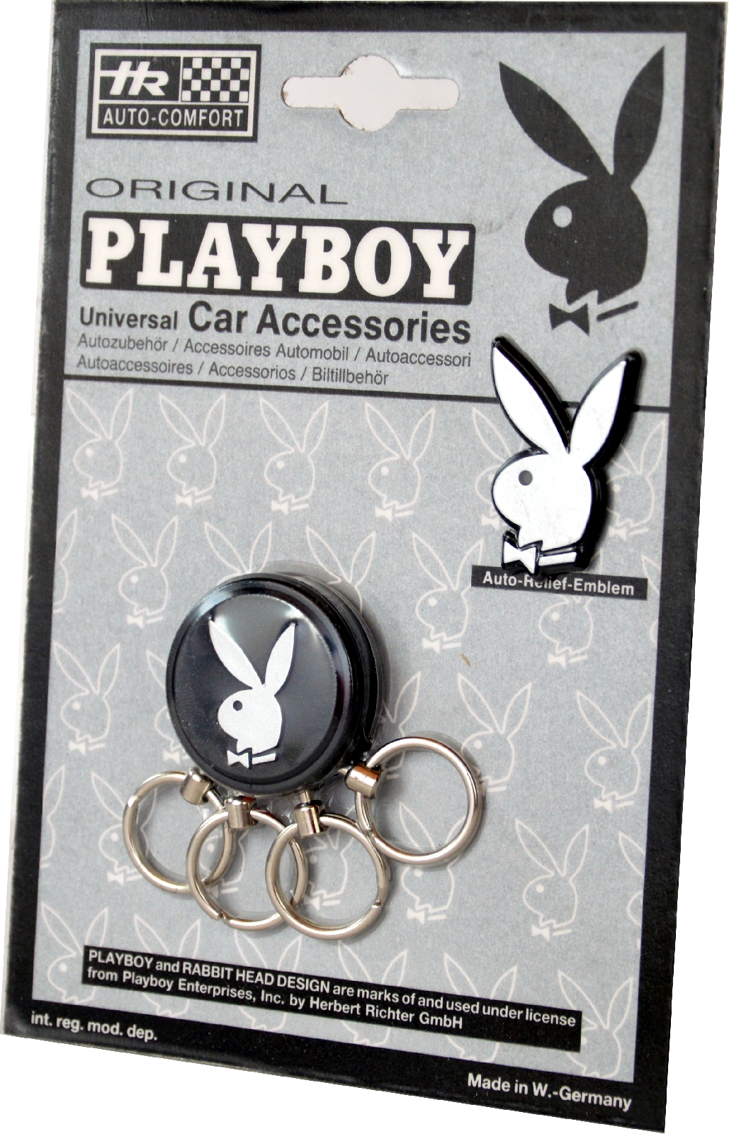 Metall Schlüsselsammler PLAYBOY Bunny schwarz klein mit Reliefemblem