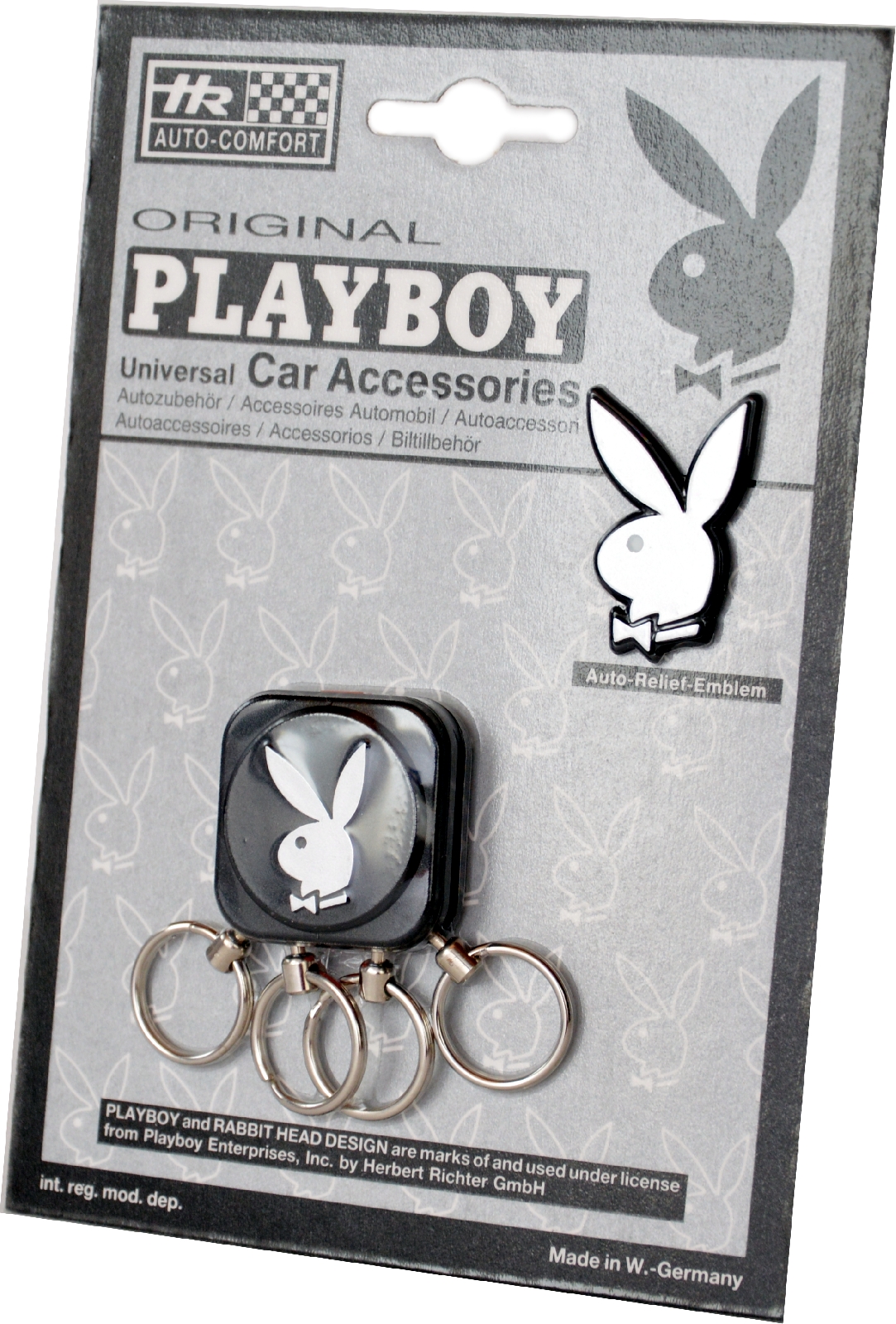 Metall Schlüsselsammler PLAYBOY Bunny schwarz mit Reliefemblem