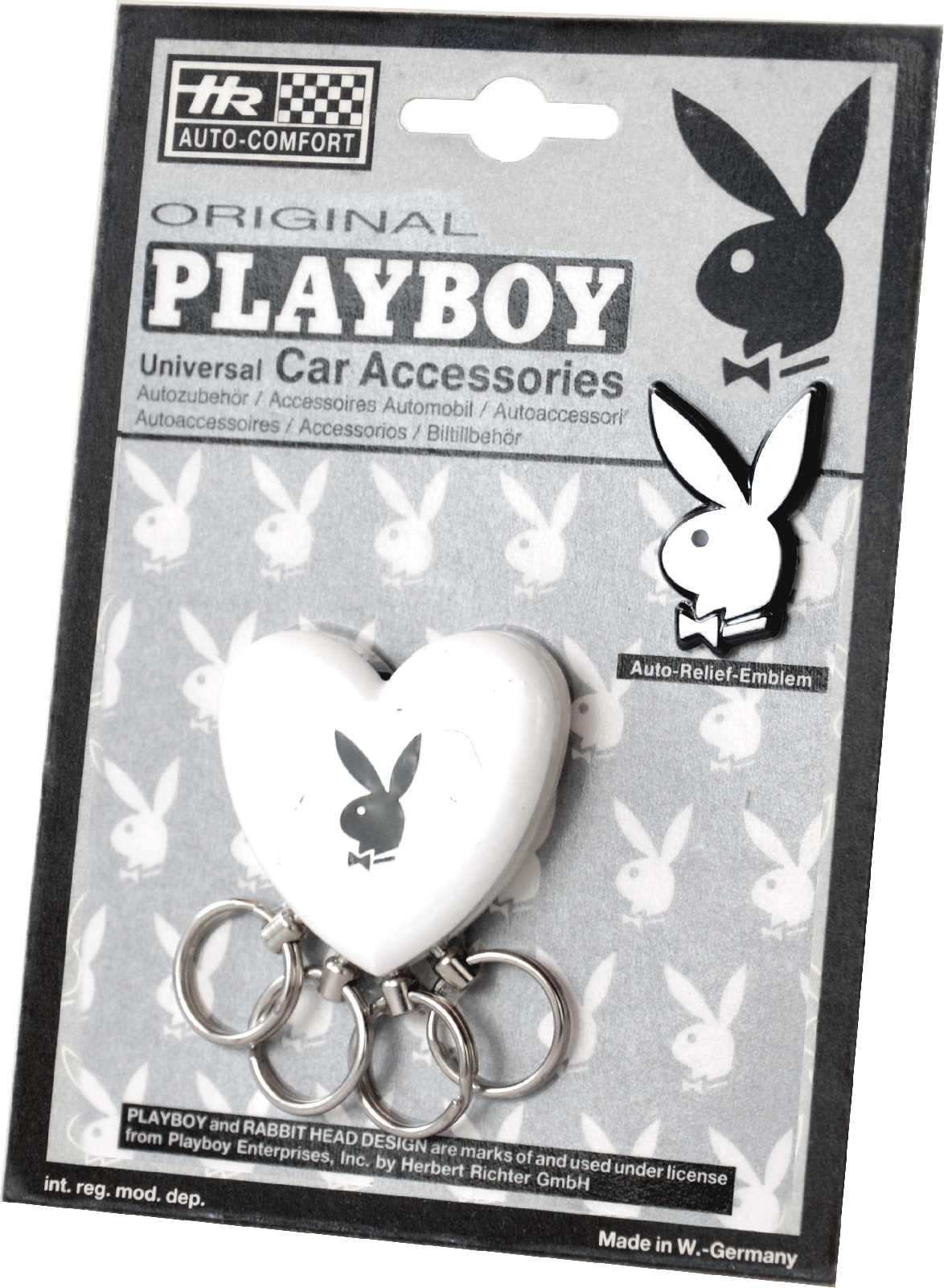 Metall Schlüsselsammler PLAYBOY Herz Bunny weiss mit Reliefemblem