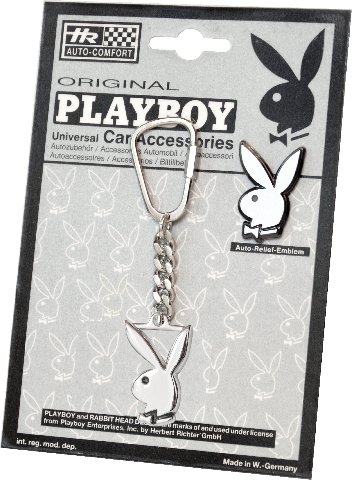 Metall Schlüsselanhänger PLAYBOY Bunny double mit Reliefemblem