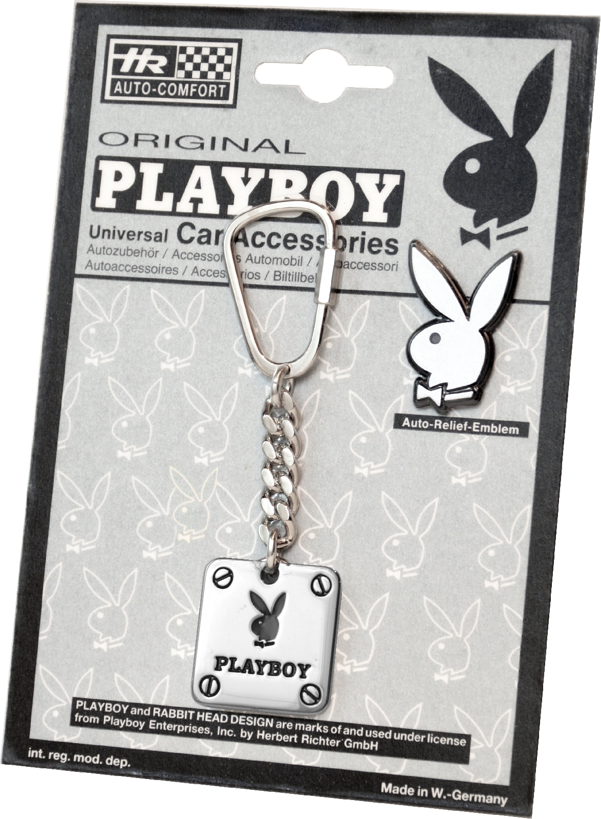 Metall Schlüsselanhänger PLAYBOY Bunny double mit Reliefemblem