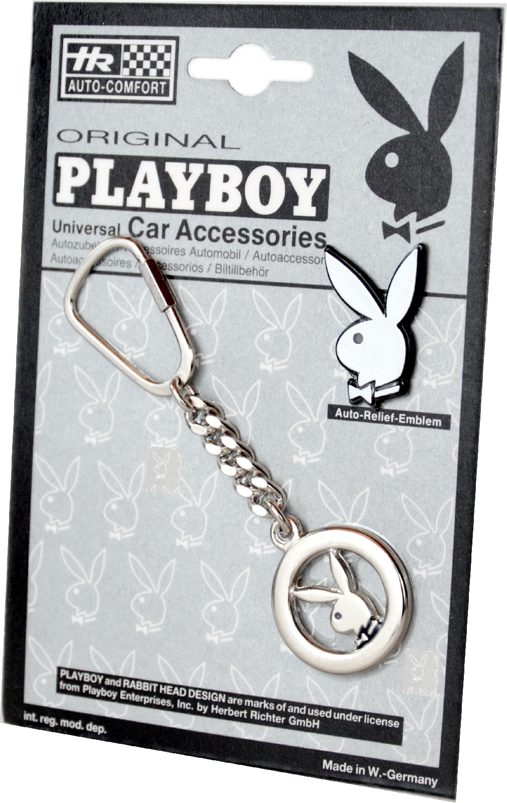 Metall Schlüsselanhänger PLAYBOY Bunny Ring mit Reliefemblem