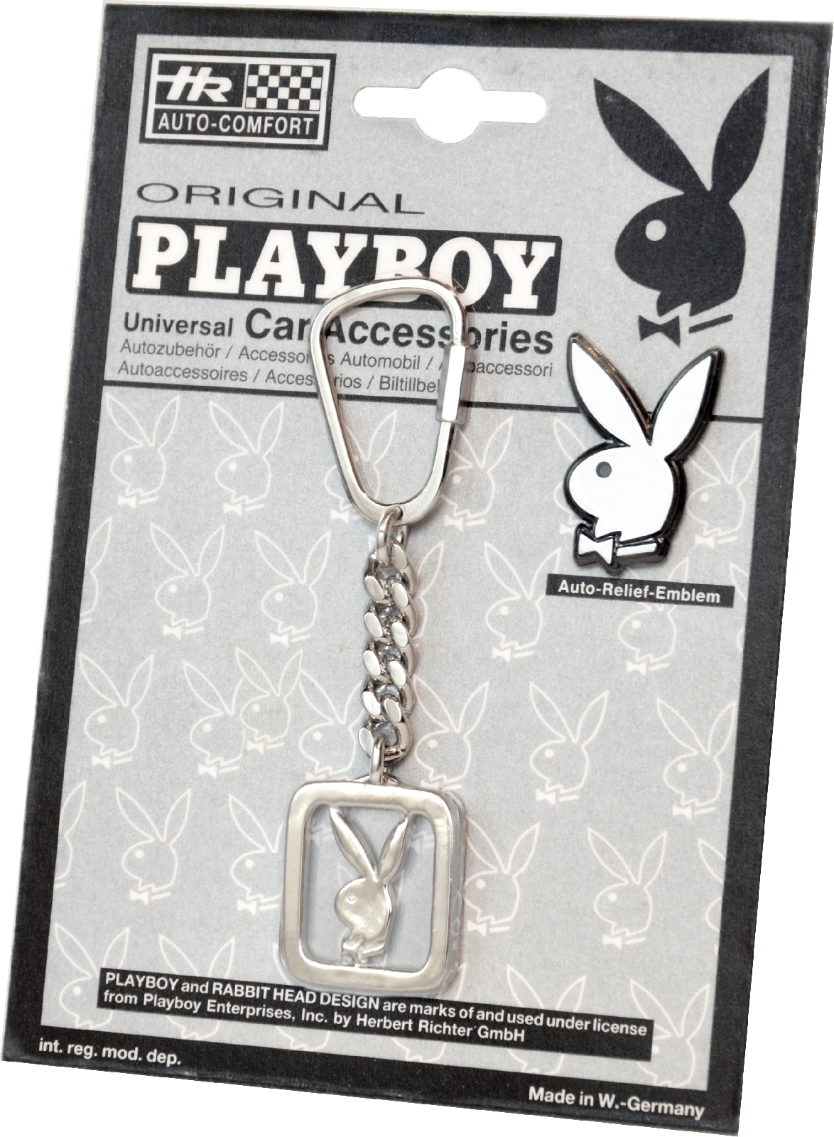 Metall Schlüsselanhänger PLAYBOY Bunny Ring mit Reliefemblem