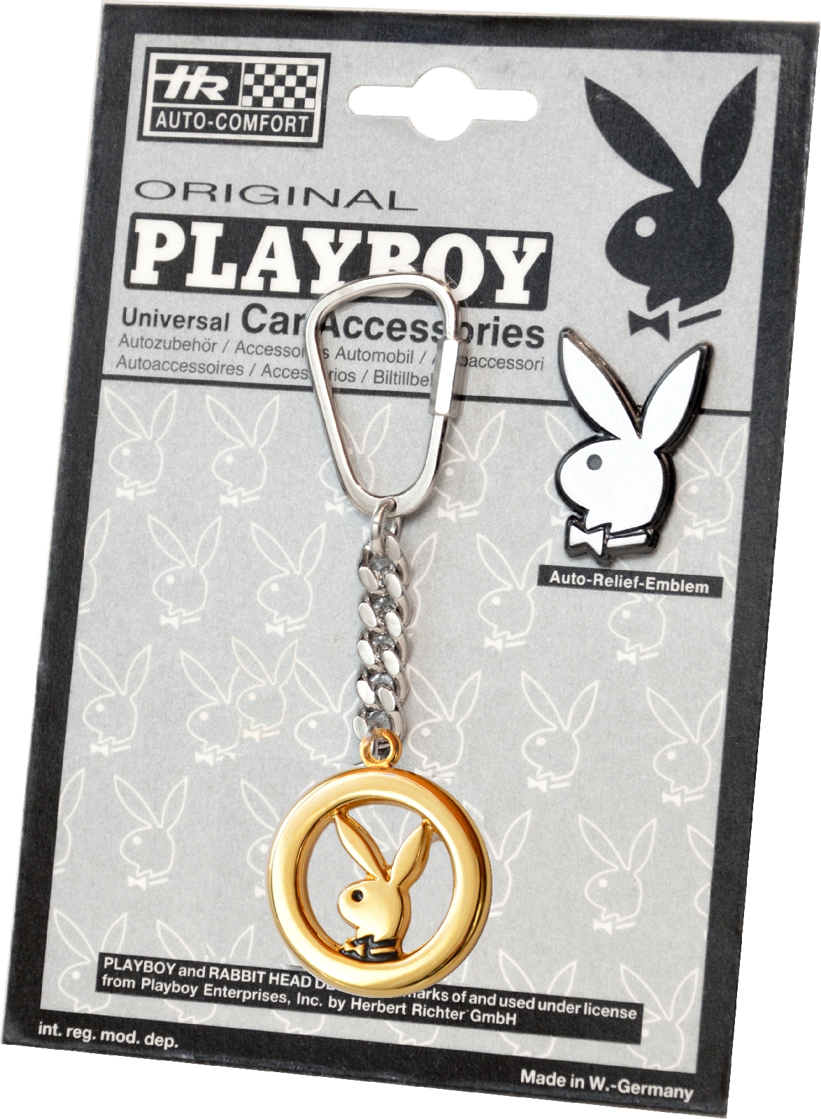 Metall Schlüsselanhänger PLAYBOY Bunny Ring mit Reliefemblem