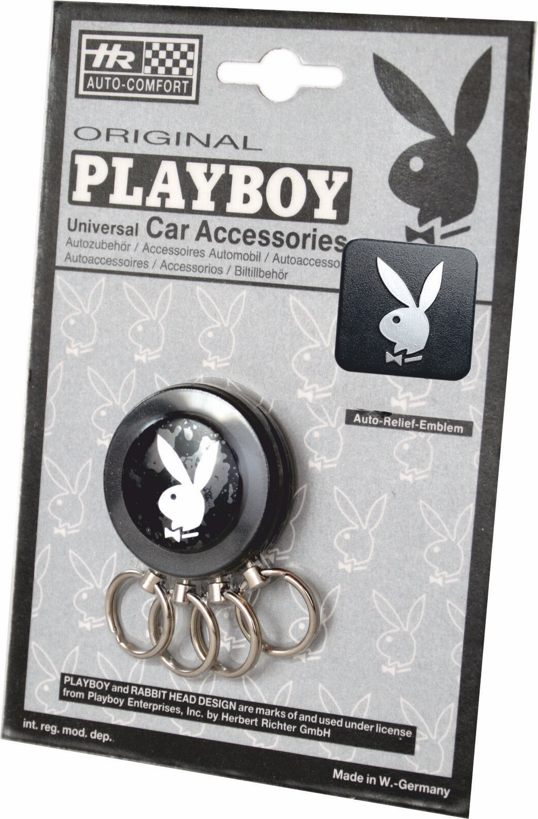Metall Schlüsselsammler PLAYBOY Bunny black & black mit Reliefemblem