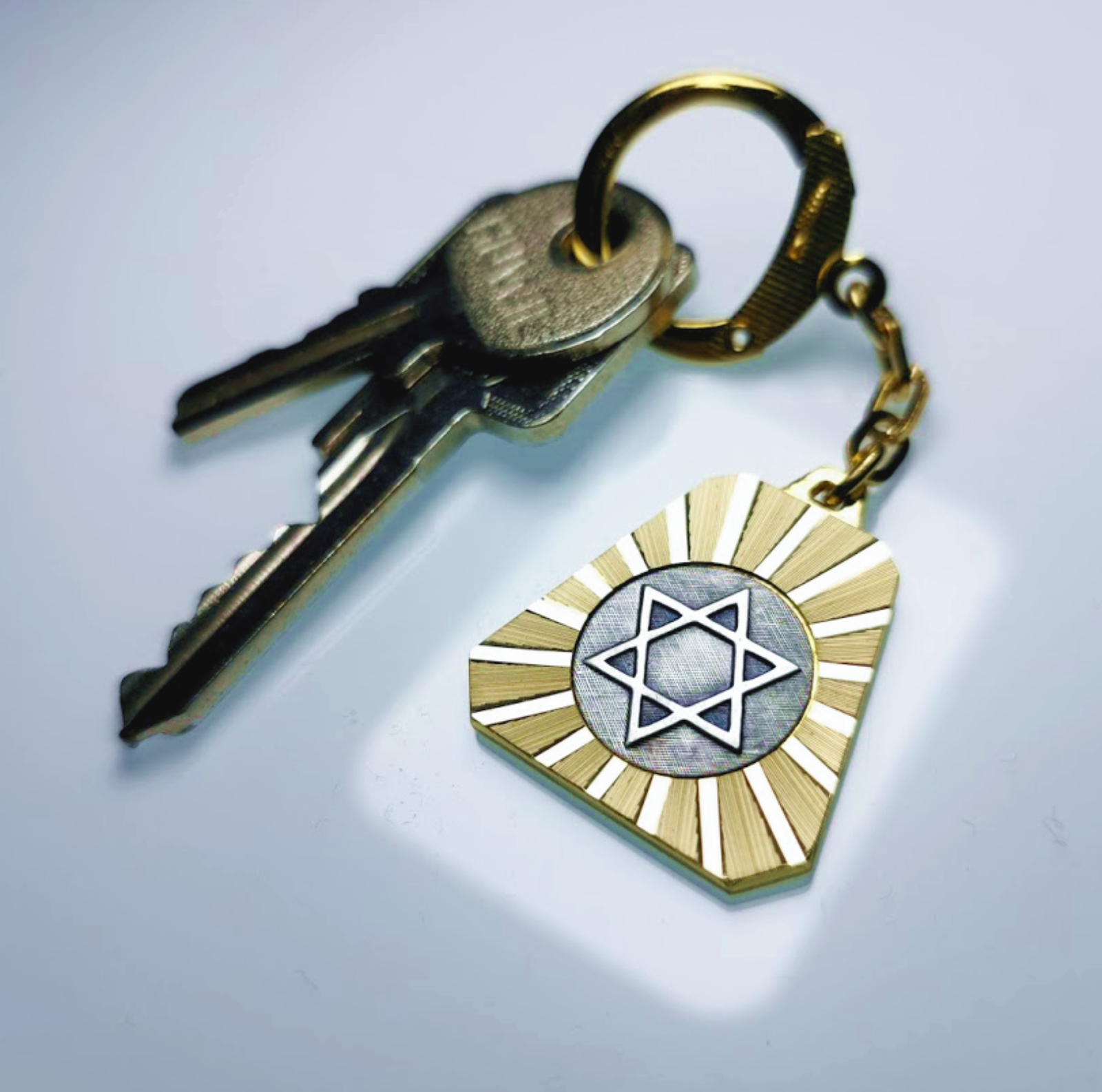 Davidstern Metall Schlüsselanhänger Anhänger Diamantschliff Lüfterrad