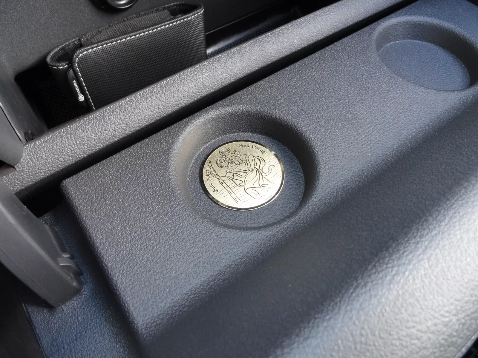 Federleichte Christophorus Blech Plakette ca 5 cm (selbstklebend)