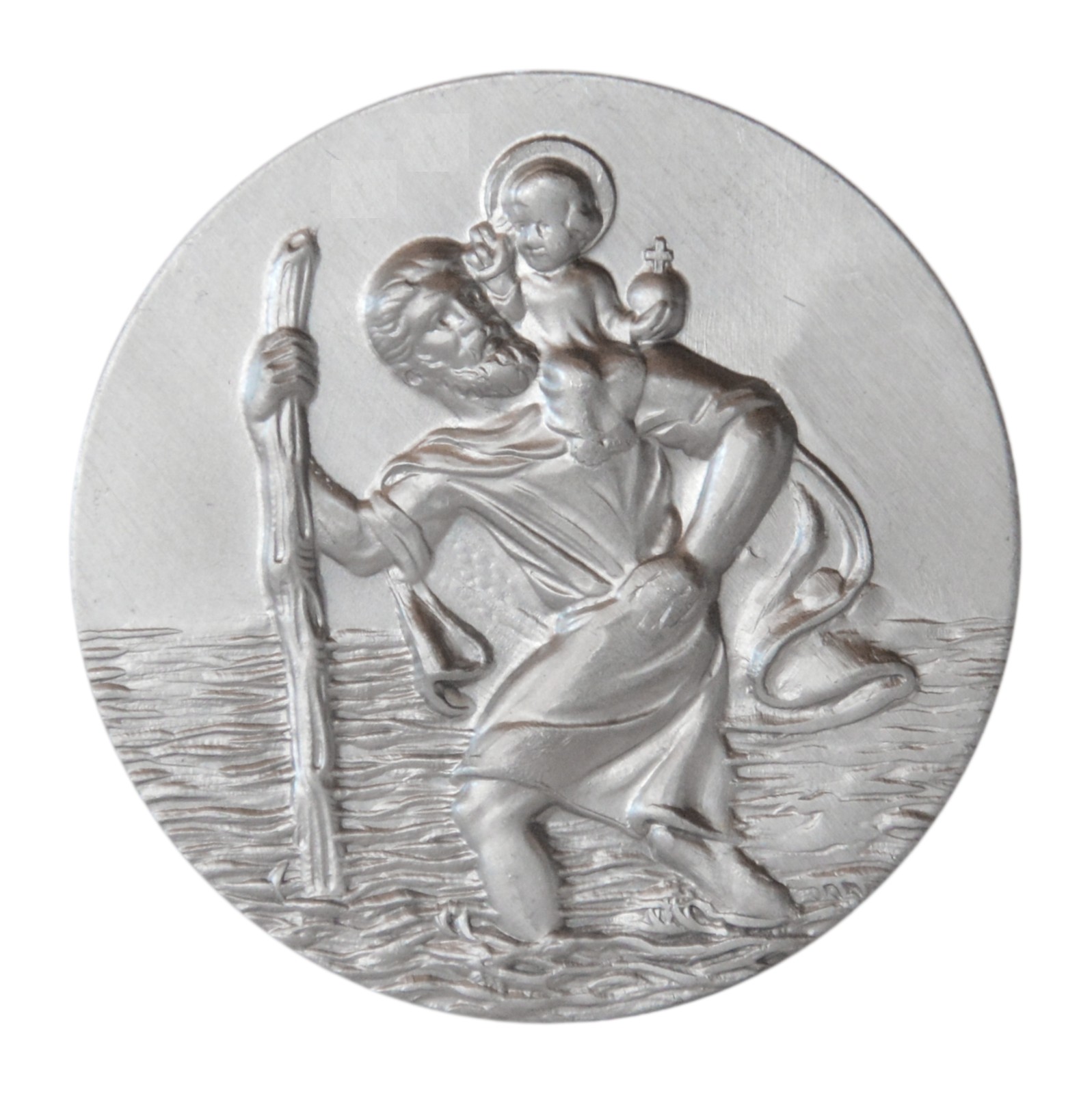 Aluminium Plakette Schutzpatron Heiliger Sankt Christophorus 4,2 cm