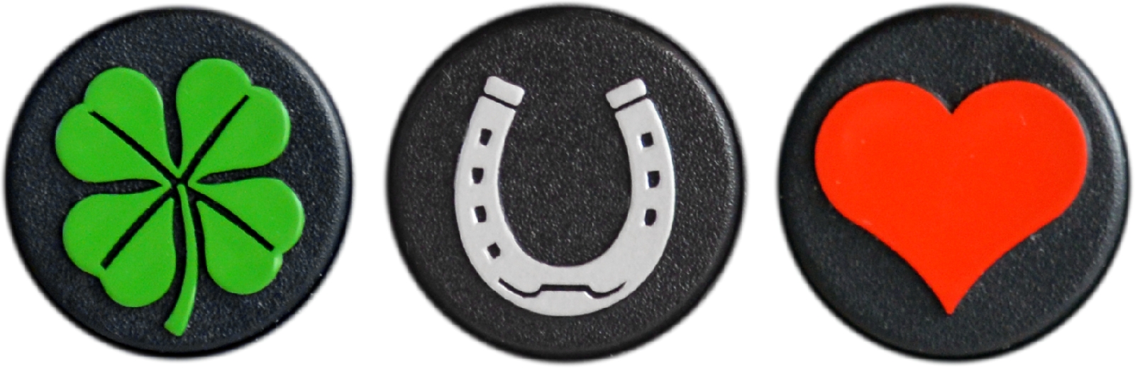 Drei Glücksbringer Schlüsselanhänger HERZ, HUFEISEN und KLEEBLATT