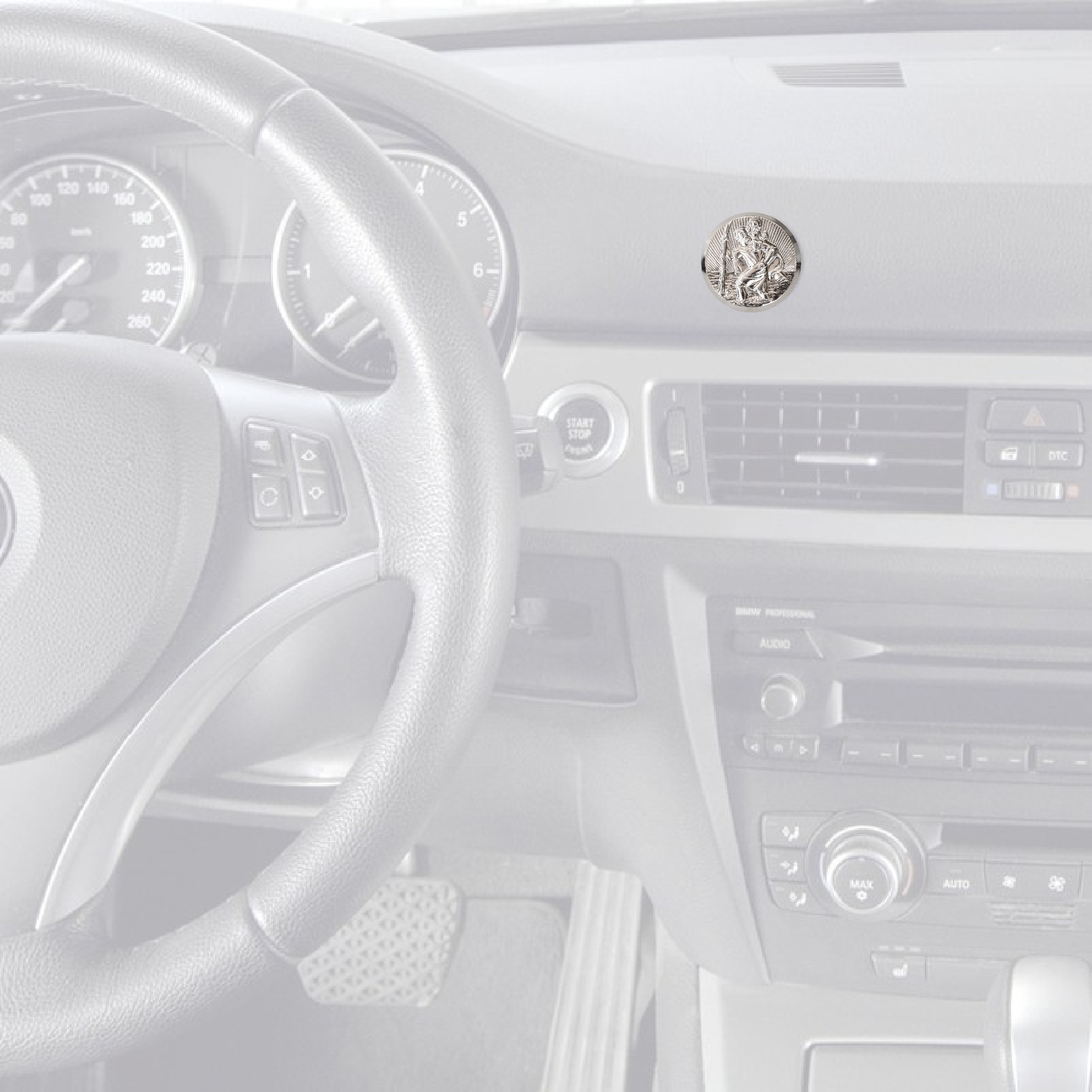 Diamantgefräster Metall Schutzpatron heiliger Sankt Christophorus 4,2 cm 