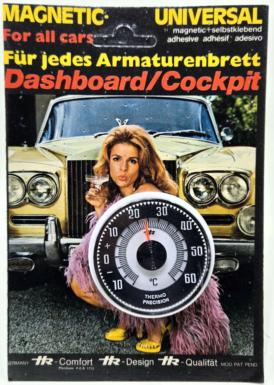 Flower Power Auto Bimetall Thermometer 5,6 cm selbstklebend