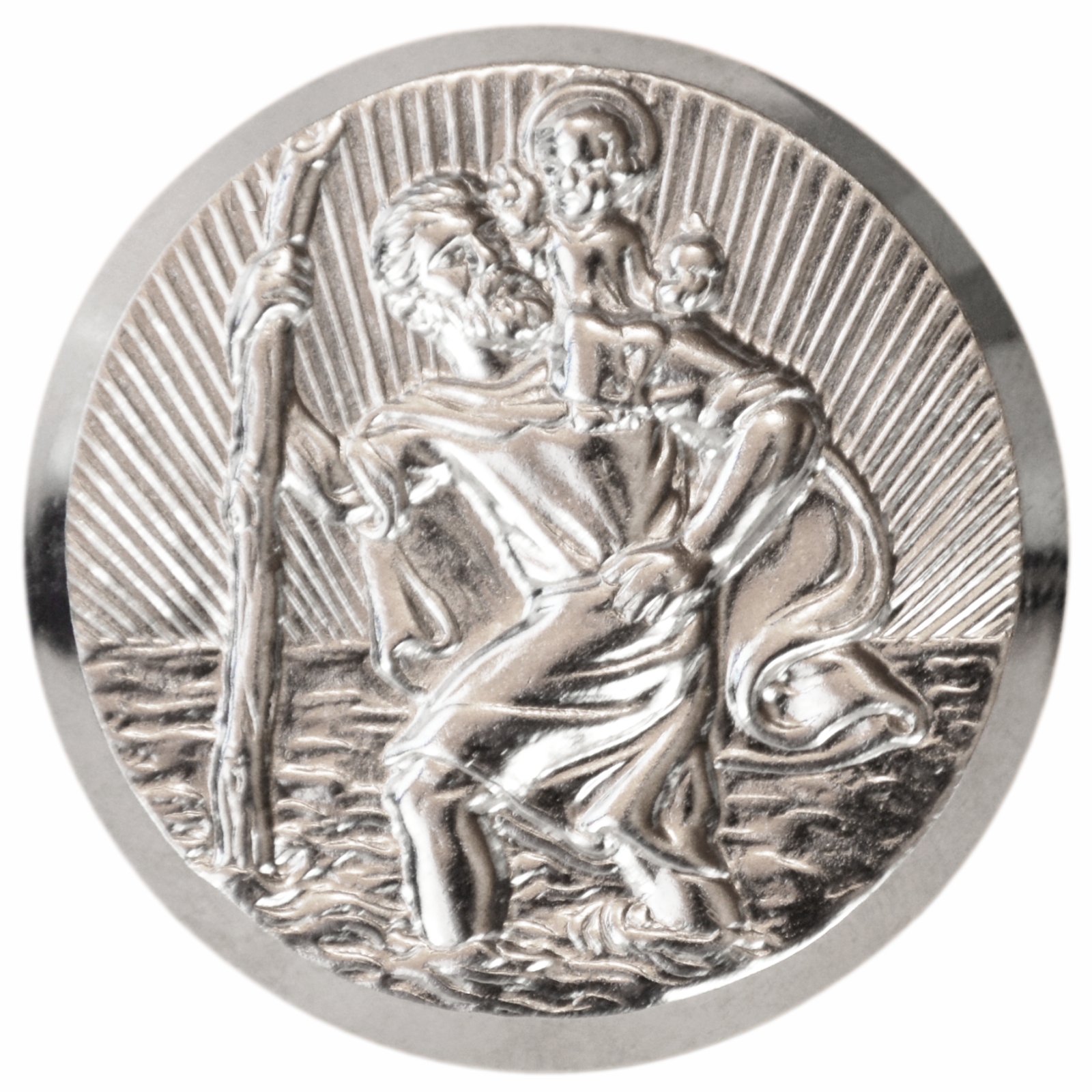 Diamantgefräster Metall Schutzpatron heiliger Sankt Christophorus 4,2 cm