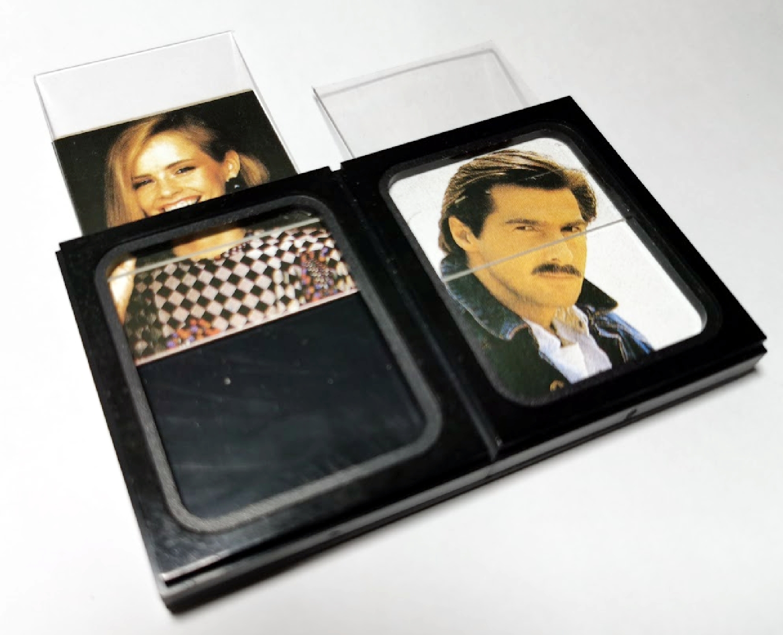 Doppel Bilderrahmen schwarz 8 x 5 cm mit Halterung