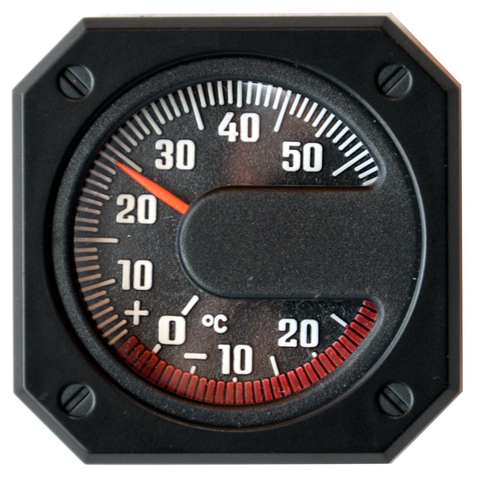 Bimetall Thermometer mit Reliefbuchstaben 4,8 x 4,8 cm selbstklebend