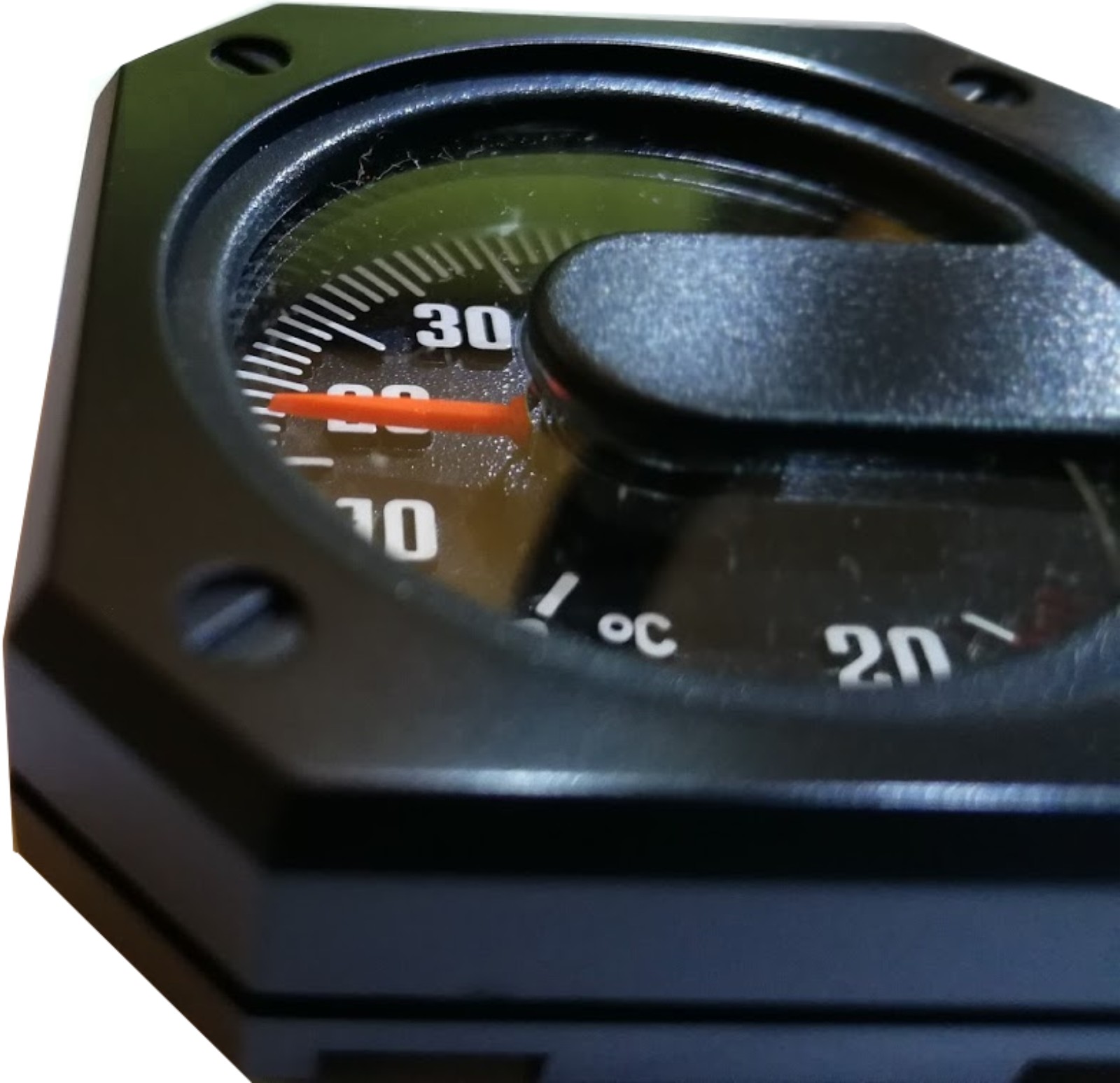 Bimetall Thermometer mit Reliefbuchstaben 4,8 x 4,8 cm selbstklebend