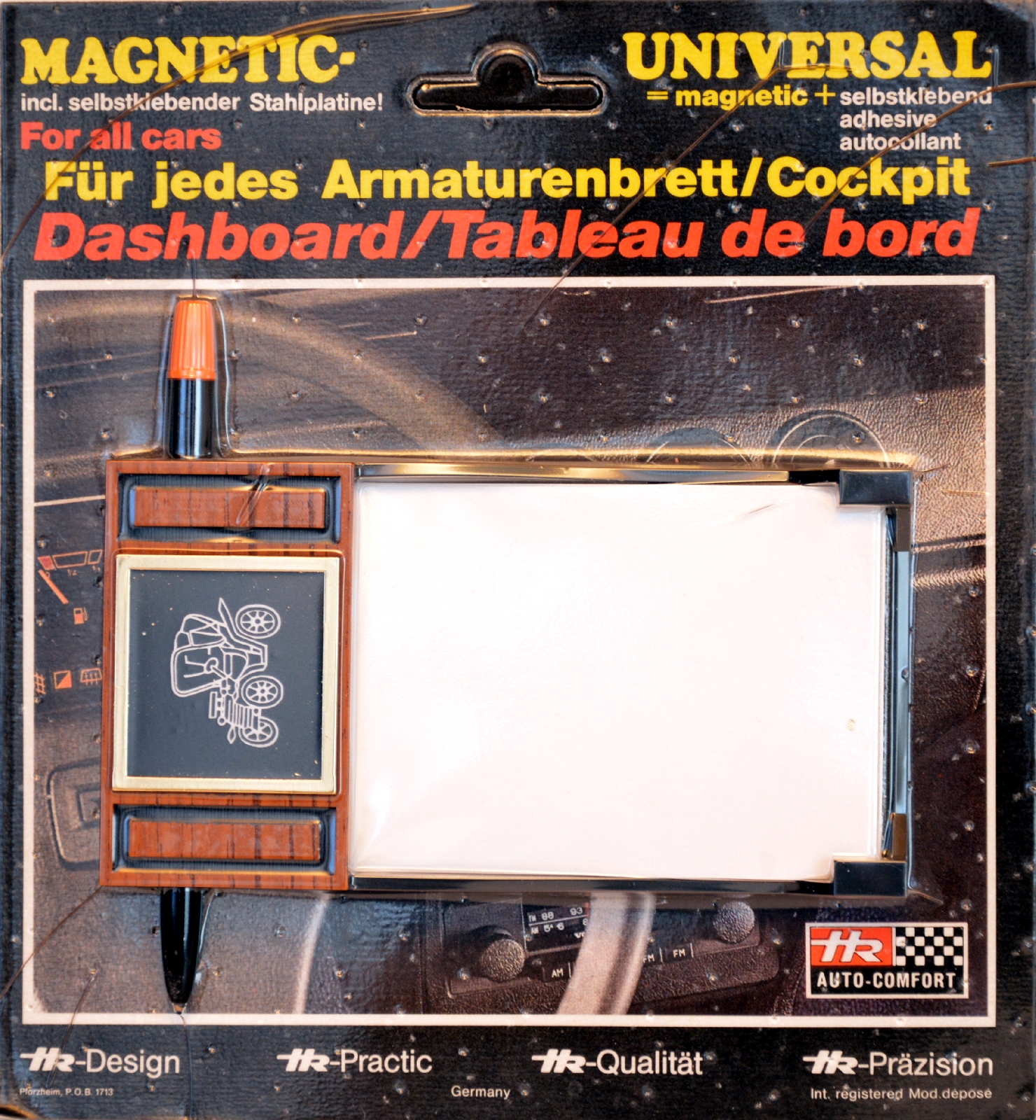 Tin Lizzy Emblem mit Notizzettel Auto Halterung selbstklebend und magnetisch