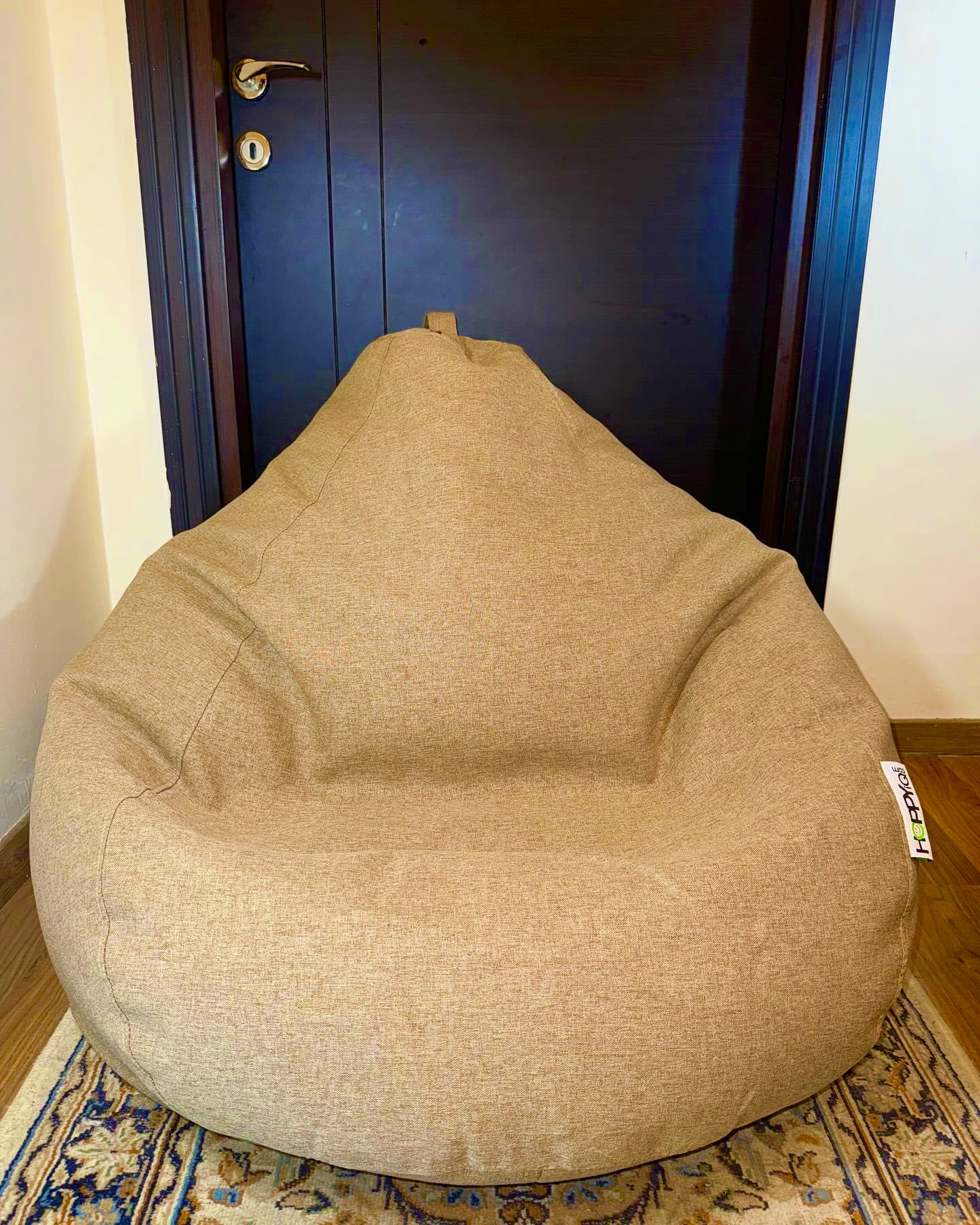 كرسي الحبيبات اللون البيجي الذهبي Beanbag