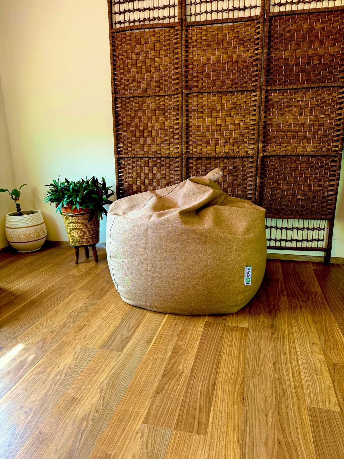 كرسي الحبيبات اللون البيجي الذهبي Beanbag